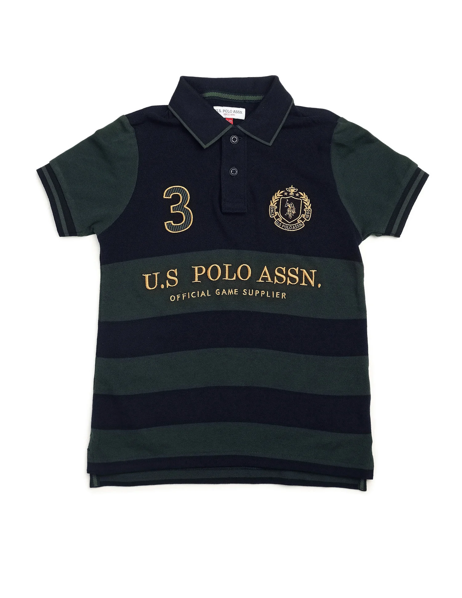 Boys Horizontal Striped Regular Fit Polo Shirt - Image 7