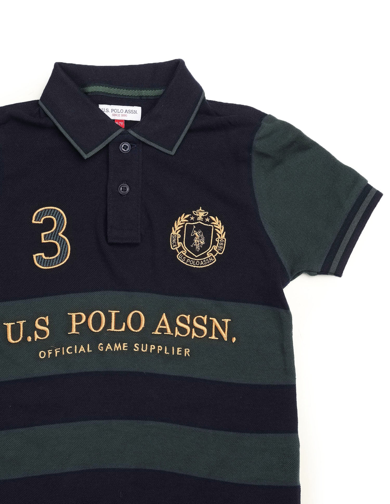 Boys Horizontal Striped Regular Fit Polo Shirt - Image 9