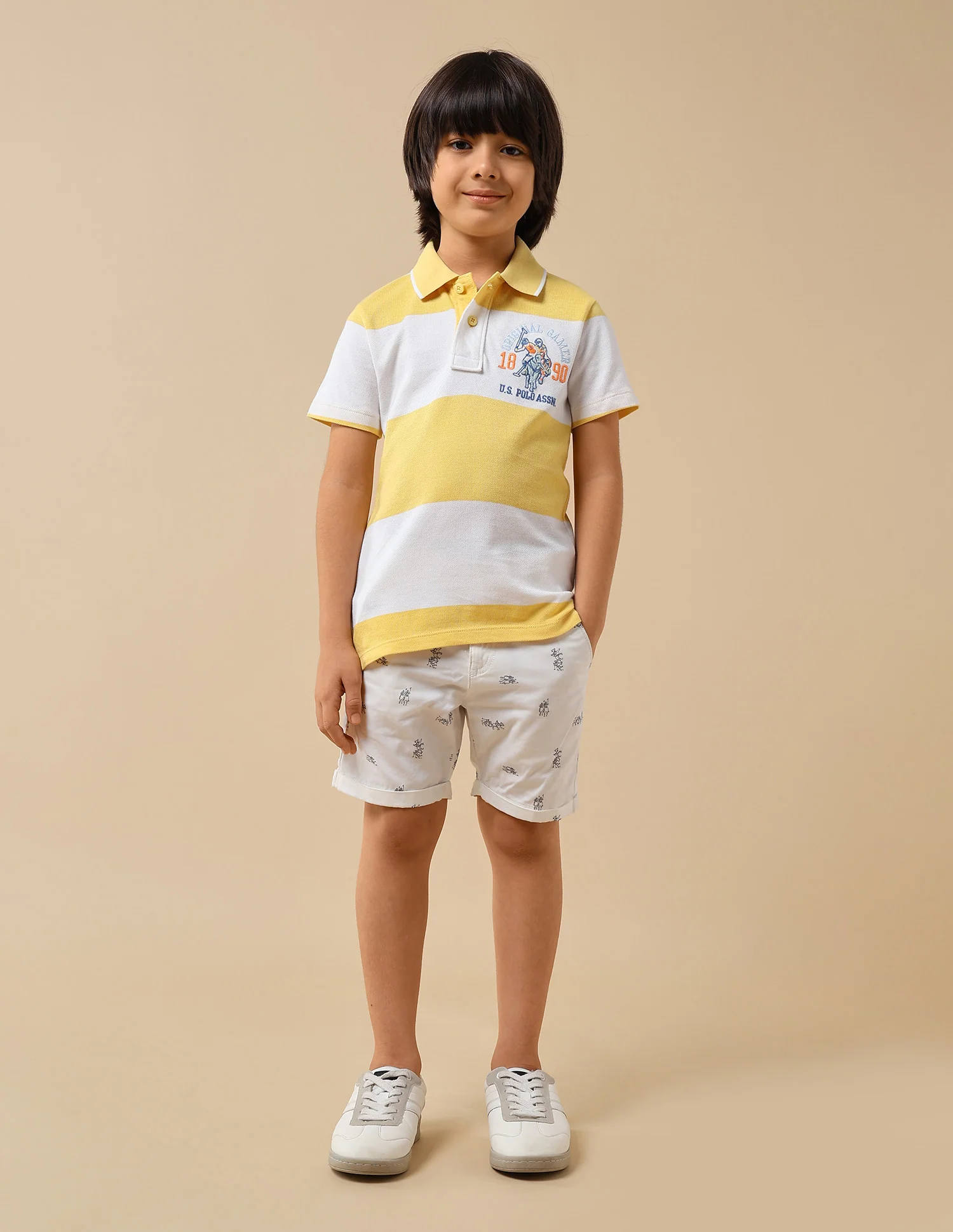 Boys Horizontal Striped Regular Fit Polo Shirt - Image 3