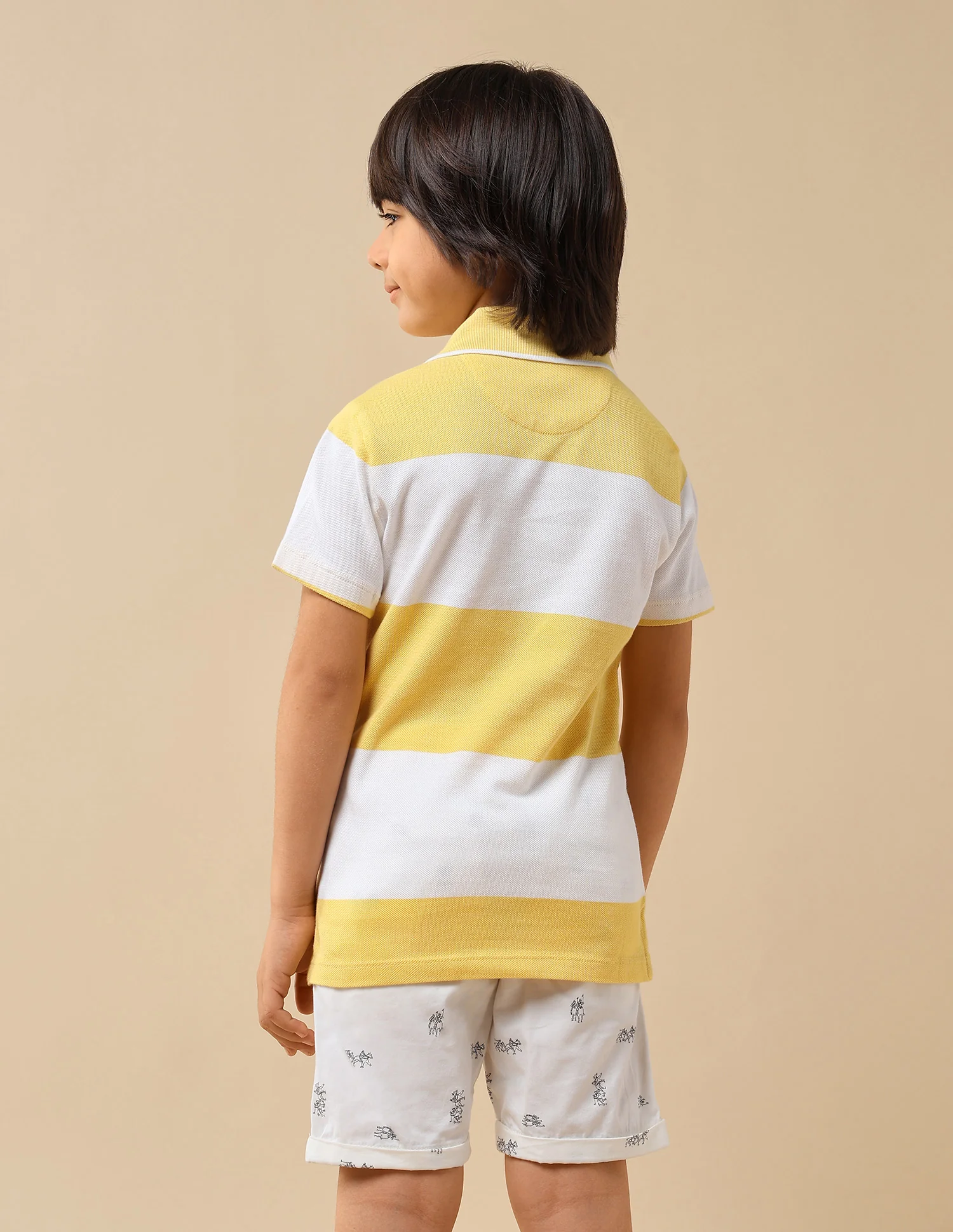 Boys Horizontal Striped Regular Fit Polo Shirt - Image 5
