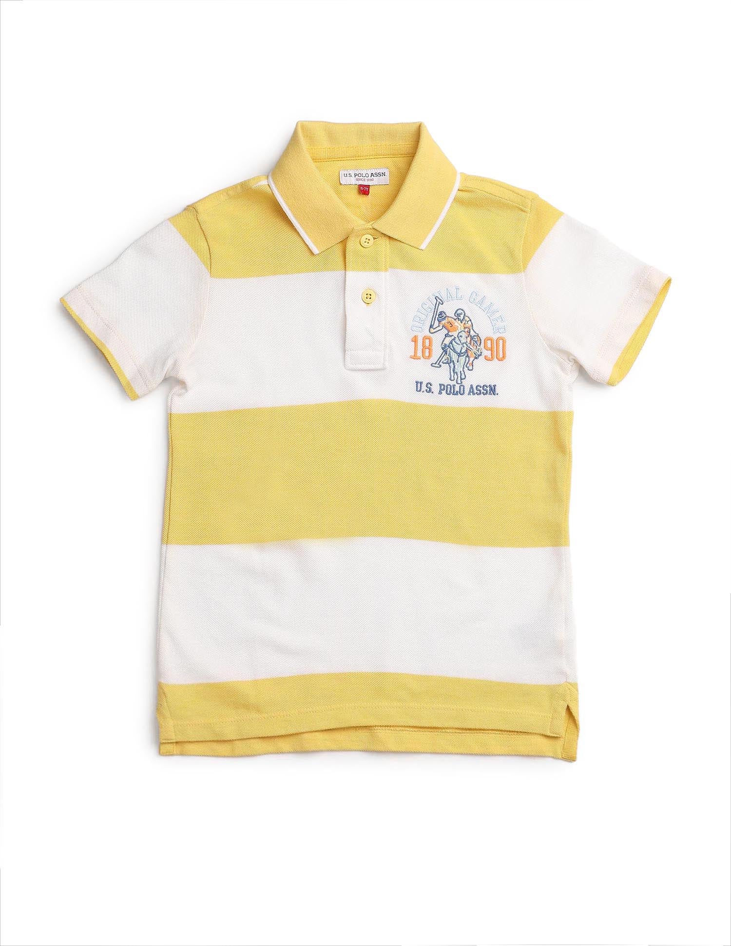 Boys Horizontal Striped Regular Fit Polo Shirt - Image 7