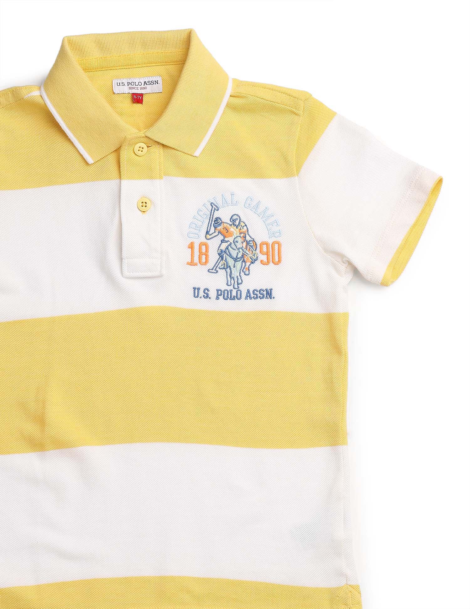 Boys Horizontal Striped Regular Fit Polo Shirt - Image 9