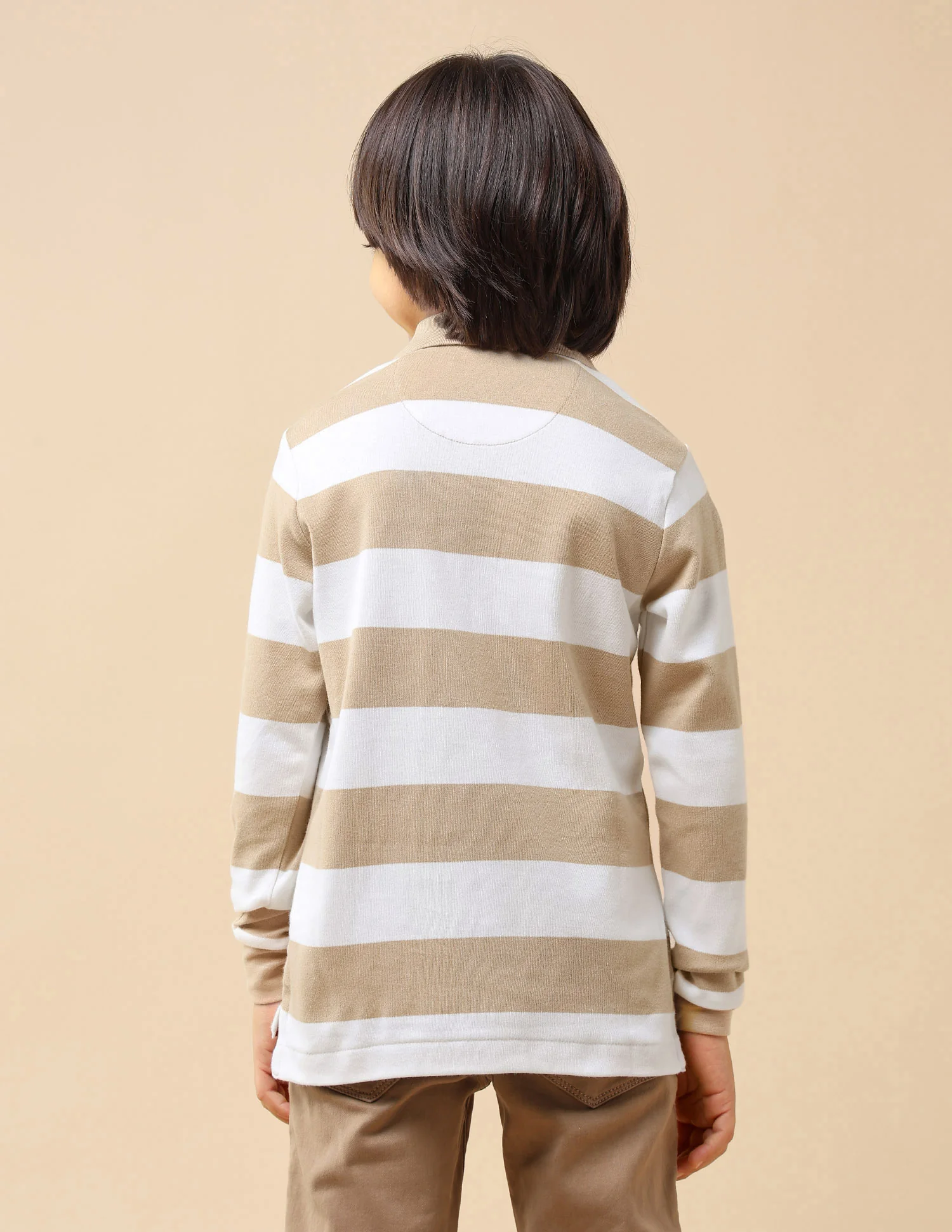 Boys Horizontal Striped Regular Fit Polo Shirt - Image 5