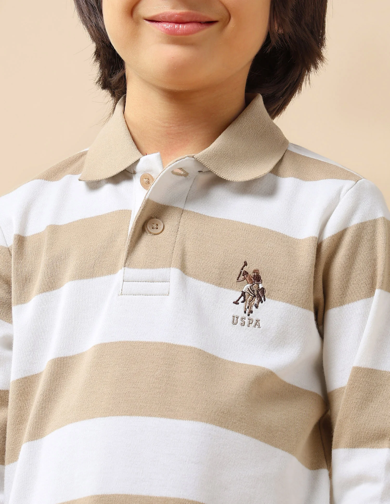 Boys Horizontal Striped Regular Fit Polo Shirt - Image 6