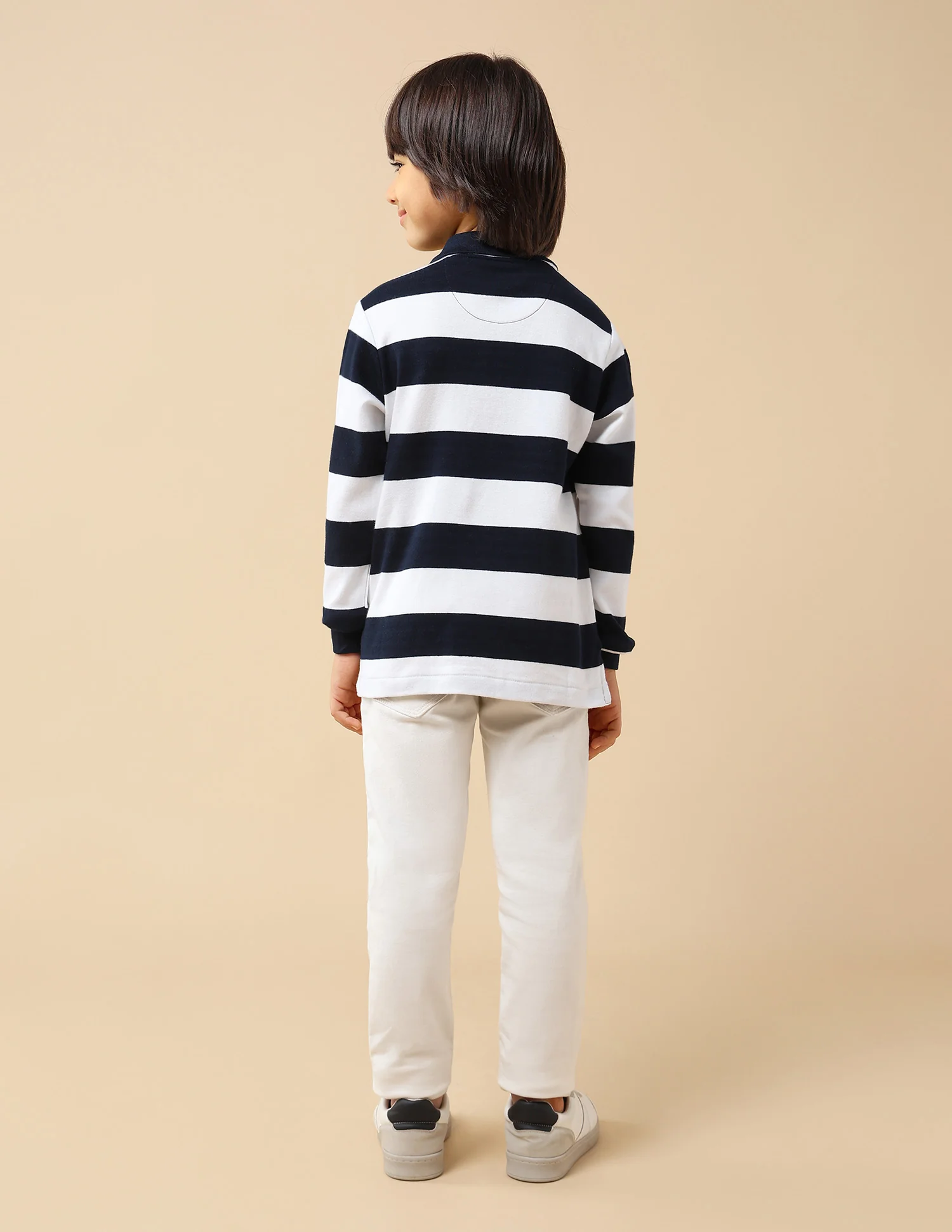 Boys Horizontal Striped Regular Fit Polo Shirt - Image 5