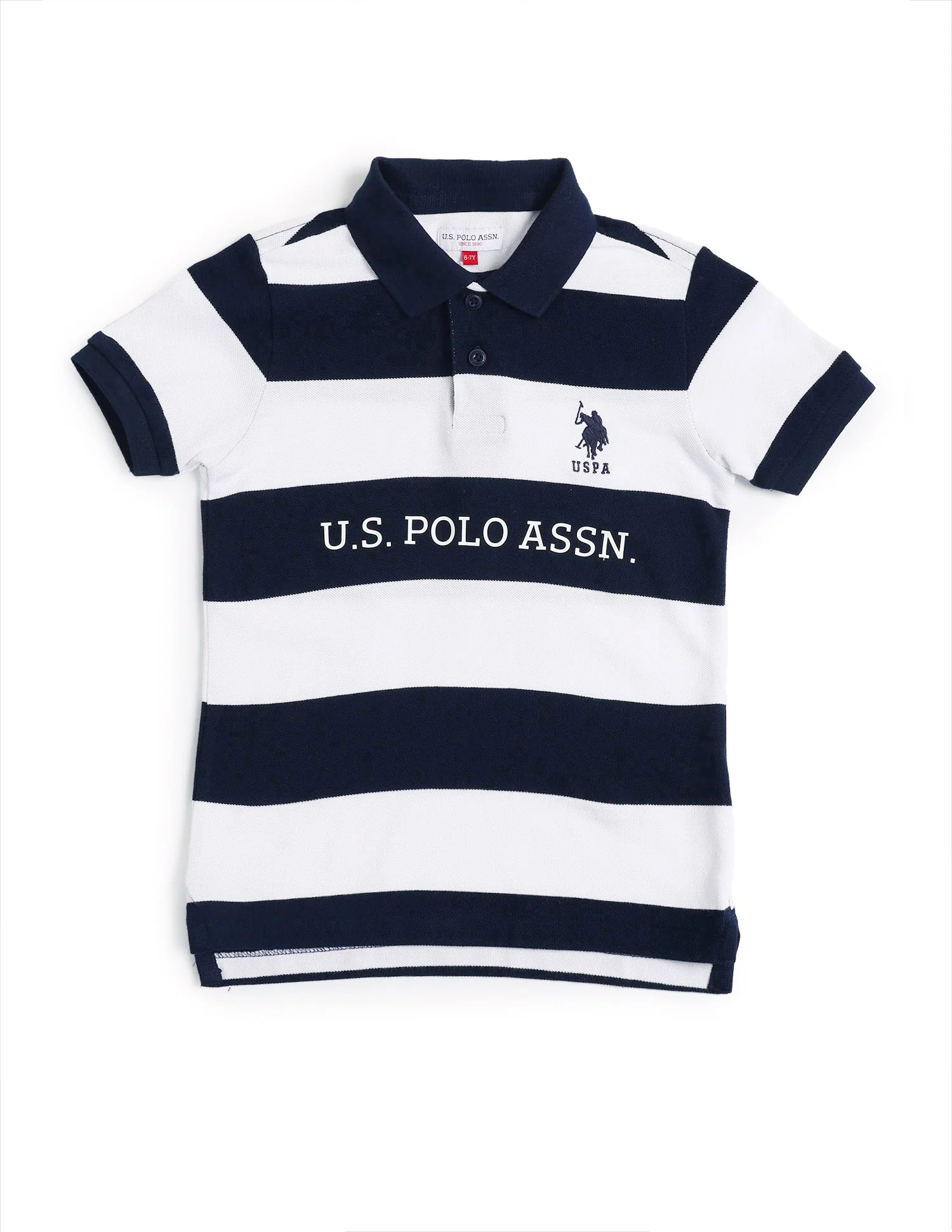 Boys Horizontal Striped Regular Fit Polo Shirt - Image 6
