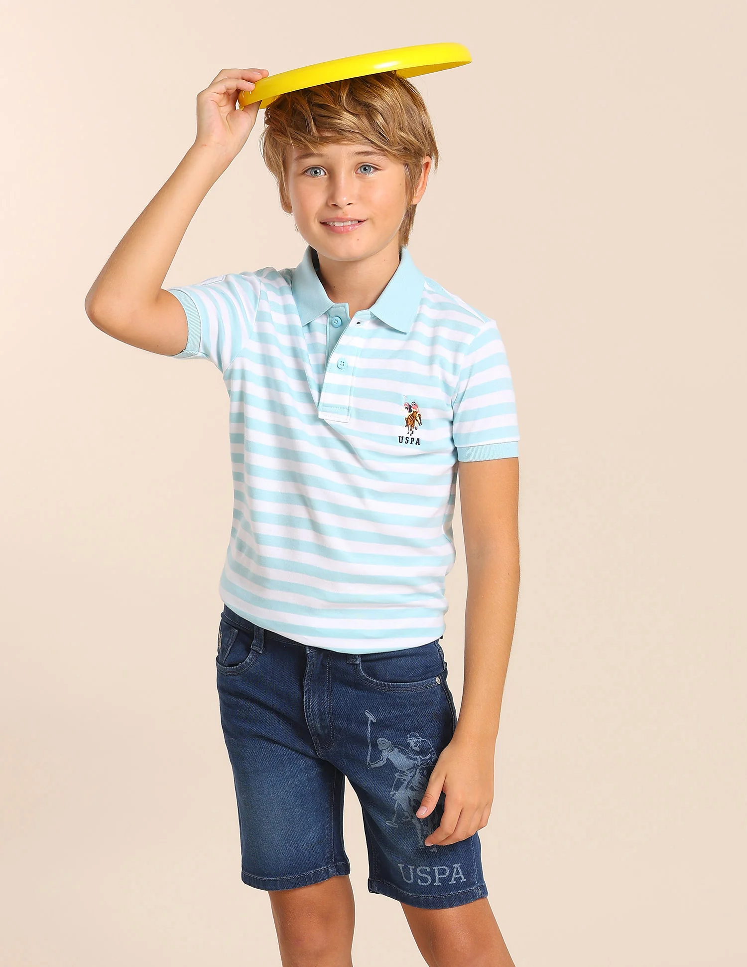 Boys Horizontal Striped Regular Fit Polo T shirt