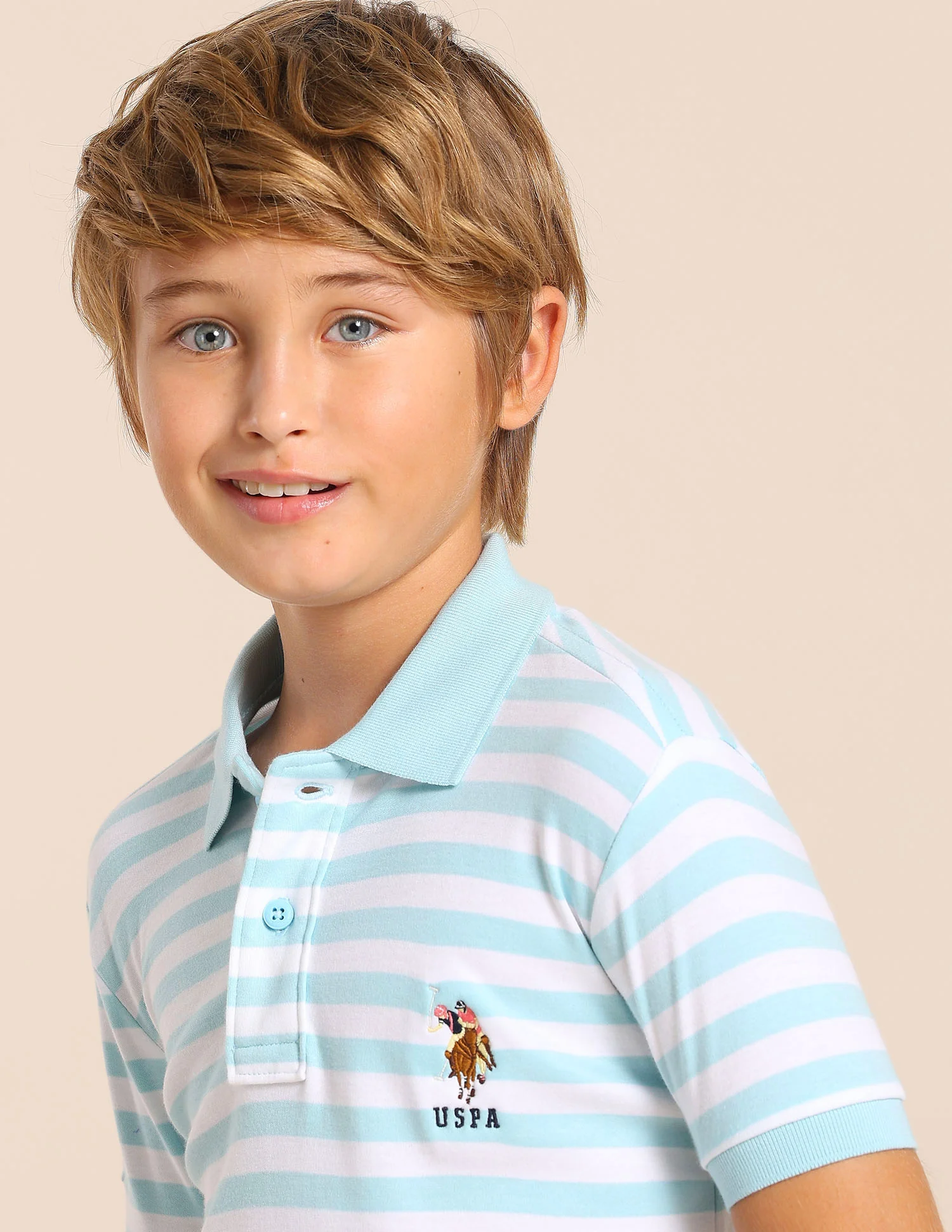 Boys Horizontal Striped Regular Fit Polo T shirt - Image 5