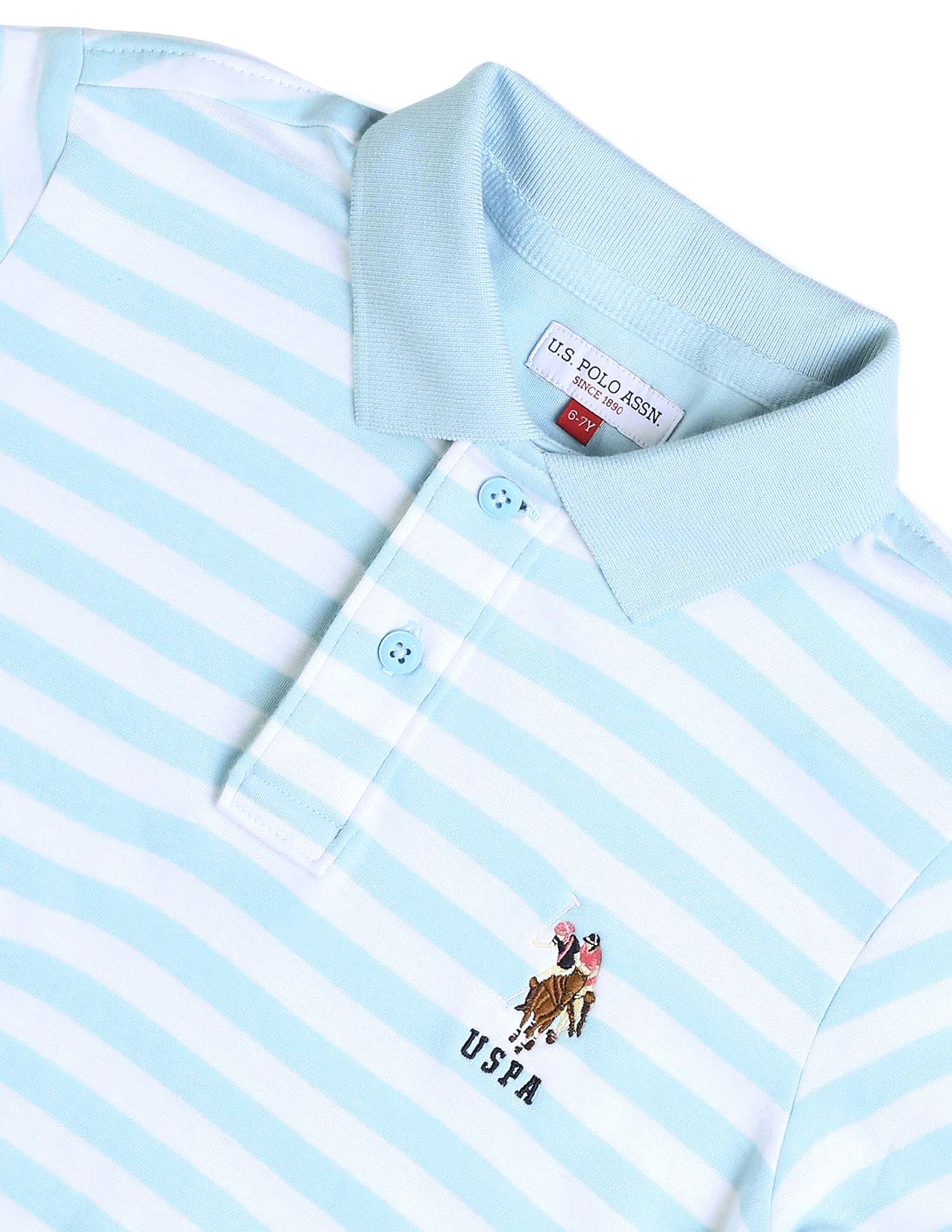 Boys Horizontal Striped Regular Fit Polo T shirt - Image 8