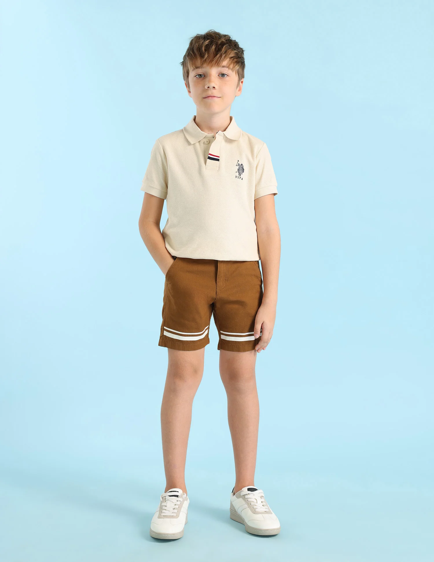 Boys Horizontal Striped Regular Fit Shorts - Image 4