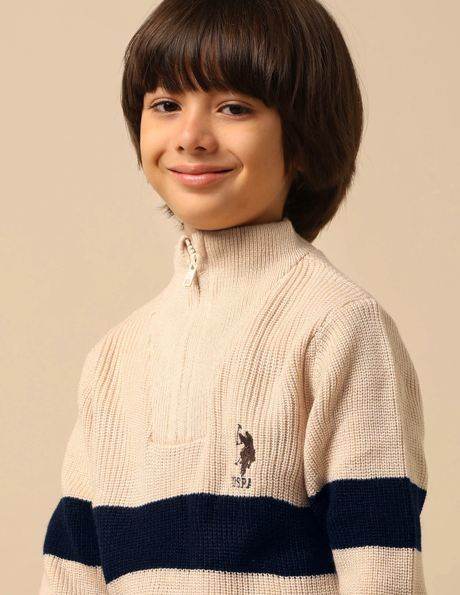 Boys Horizontal Striped Regular Fit Sweater - Image 6