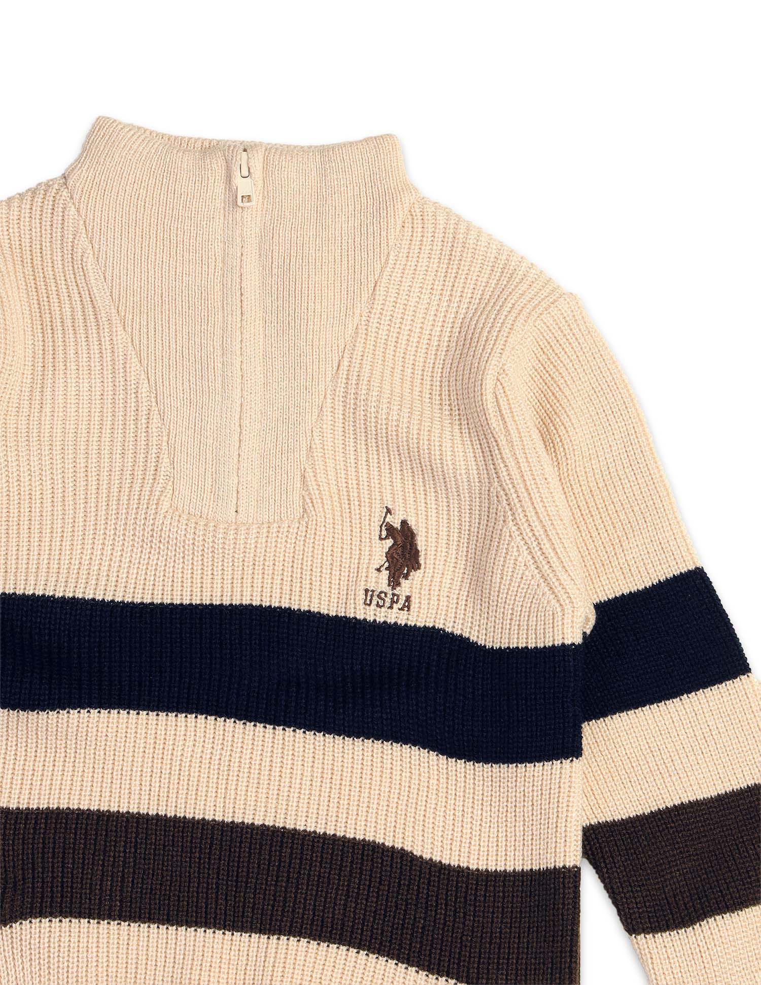 Boys Horizontal Striped Regular Fit Sweater - Image 9