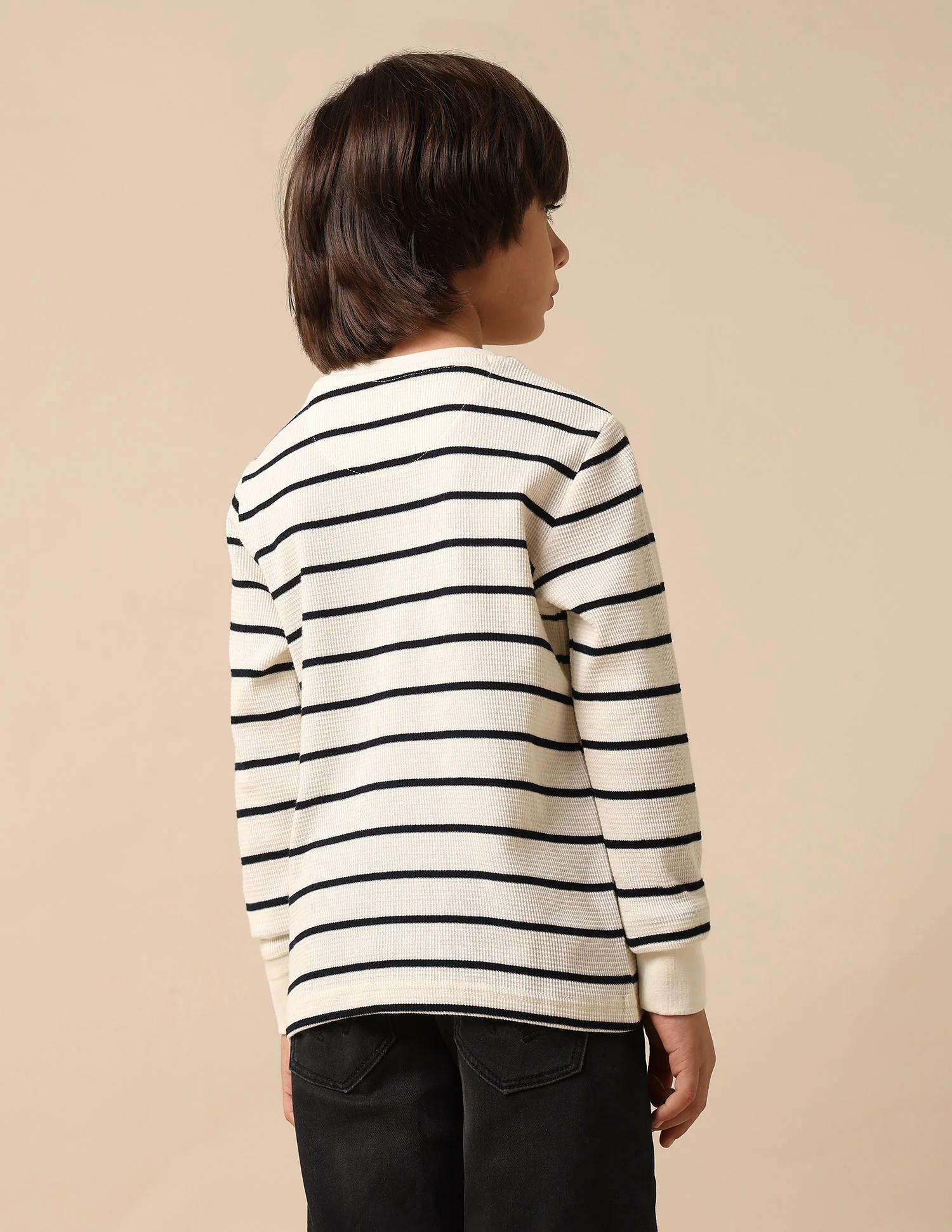 Boys Horizontal Striped Regular Fit T Shirt - Image 5