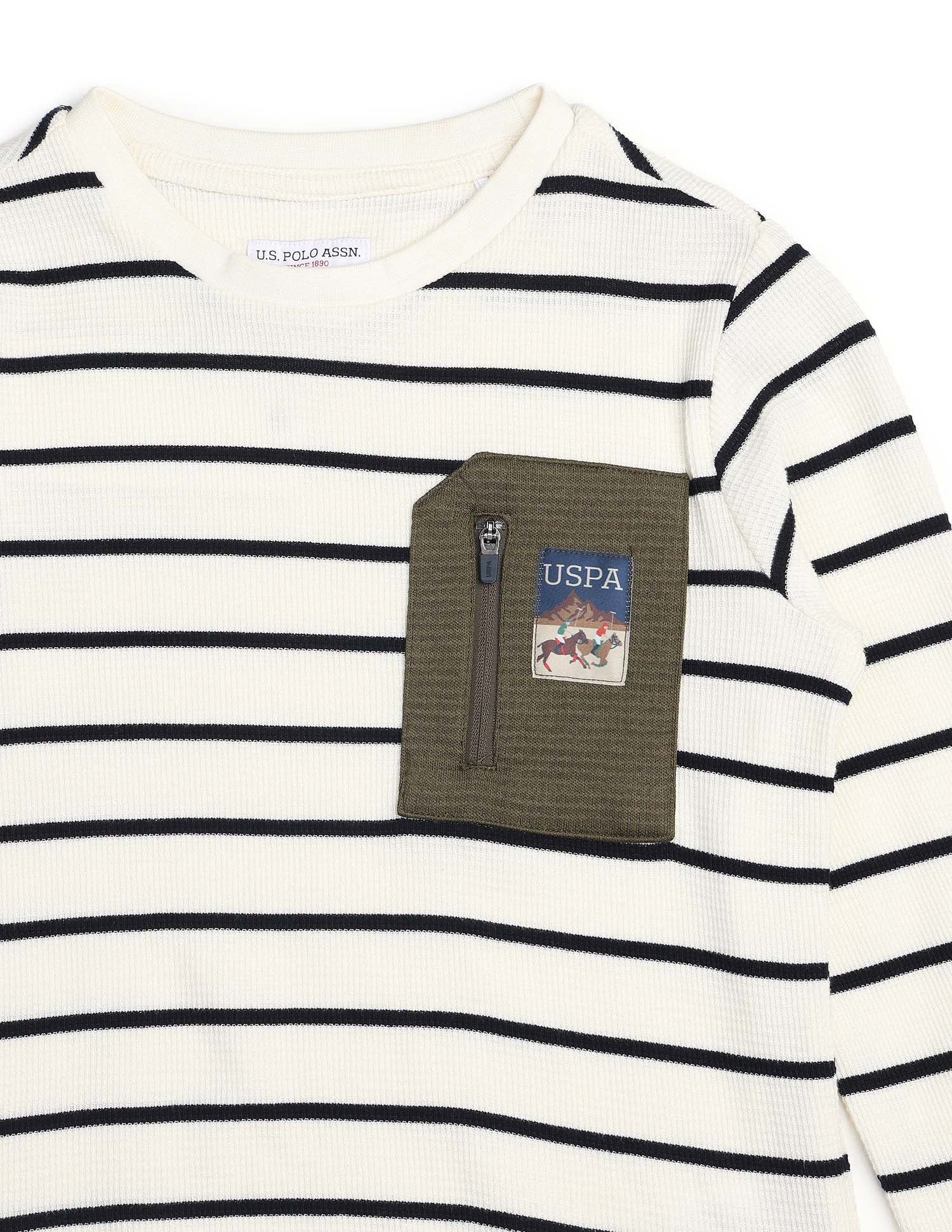 Boys Horizontal Striped Regular Fit T Shirt - Image 9