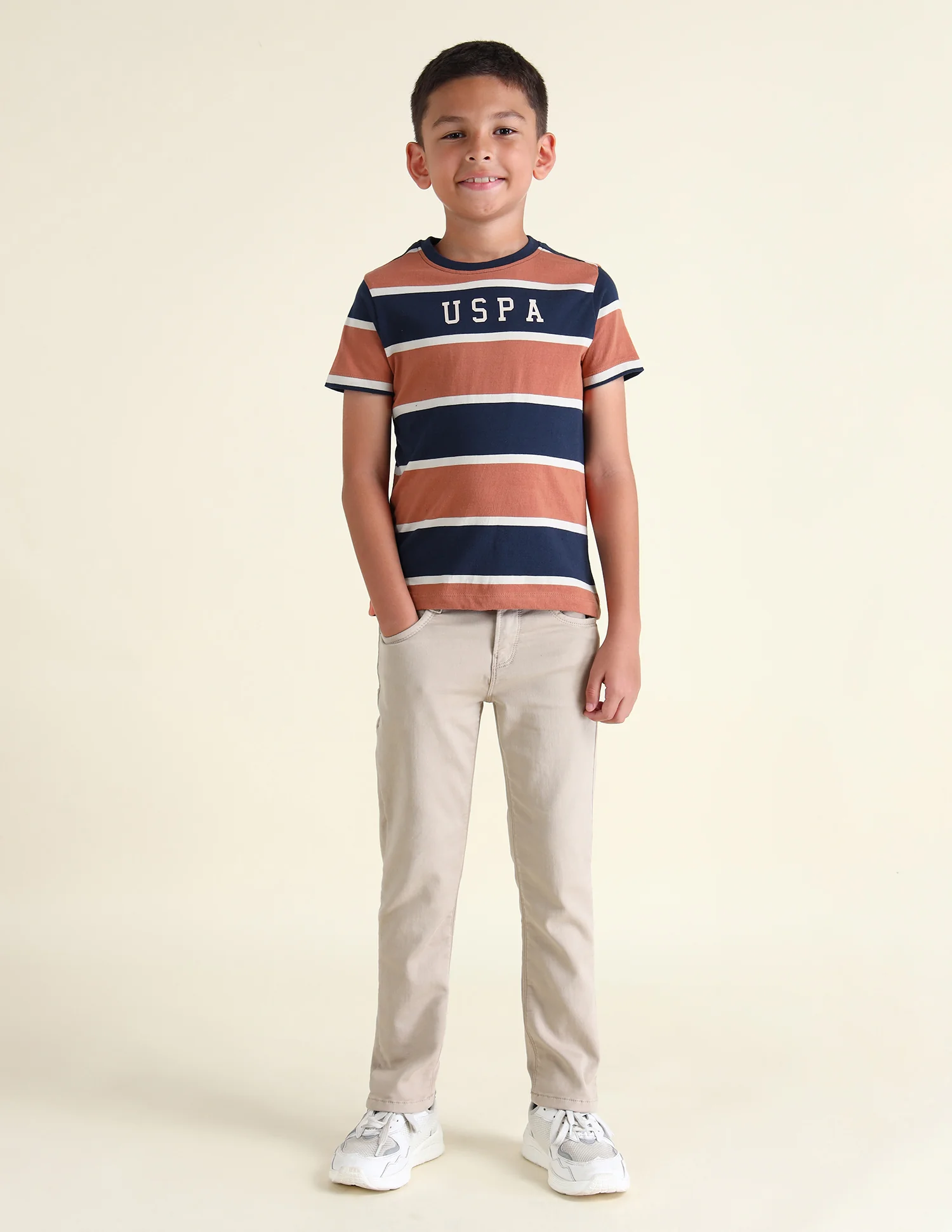 Boys Horizontal Striped Regular Fit T-Shirt - Image 3
