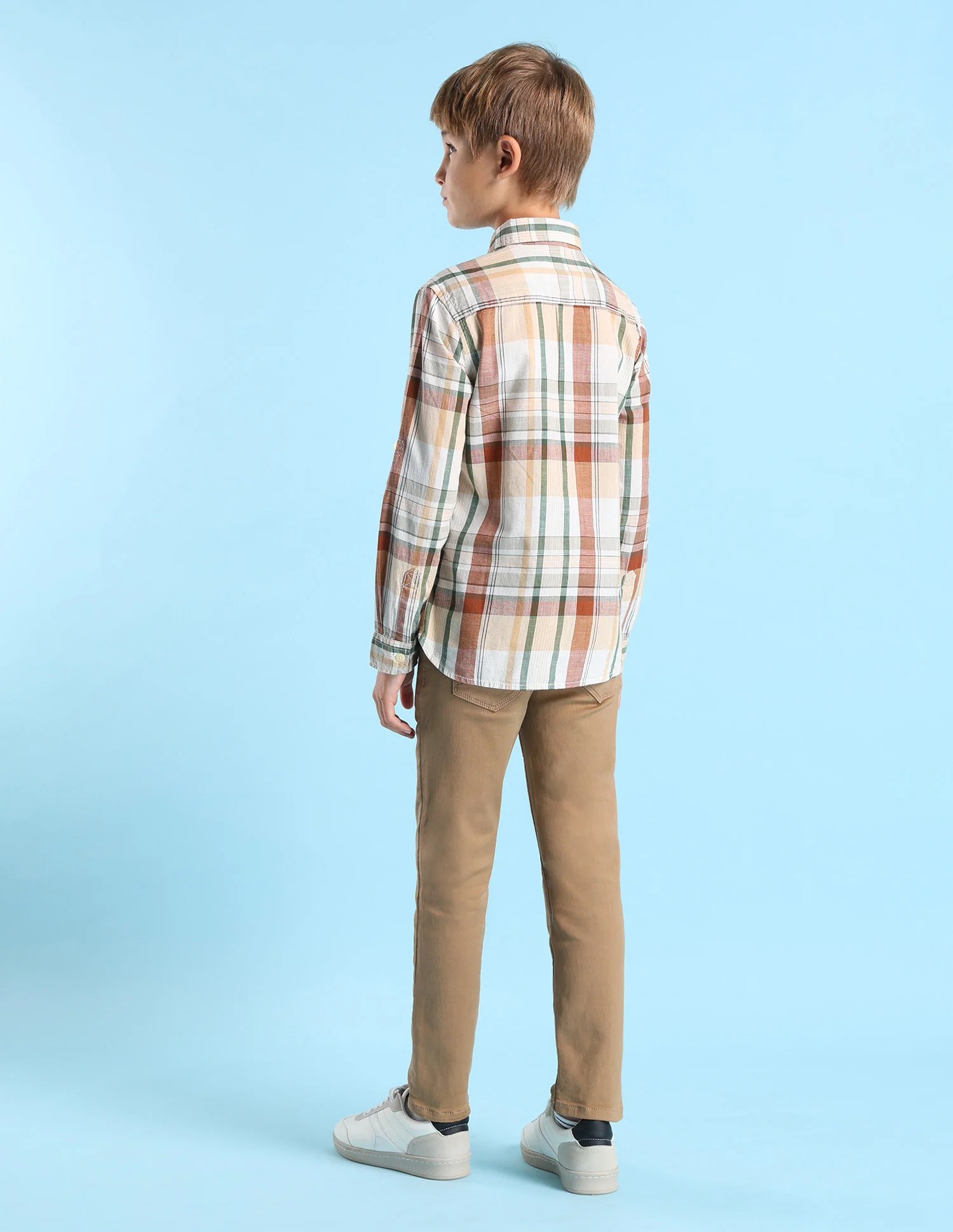 Boys Madras Checked Regular Fit Shirt - Image 4