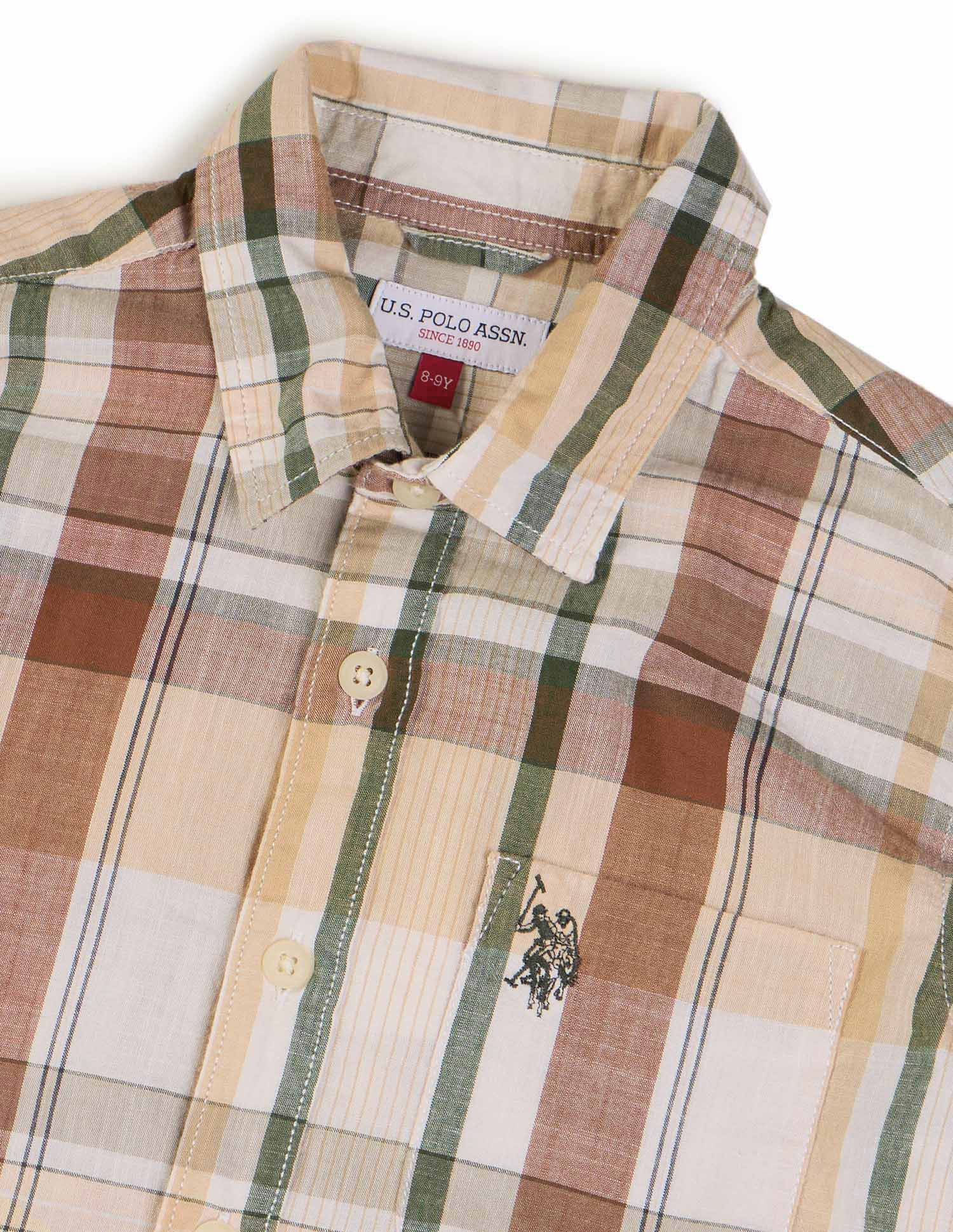 Boys Madras Checked Regular Fit Shirt - Image 7