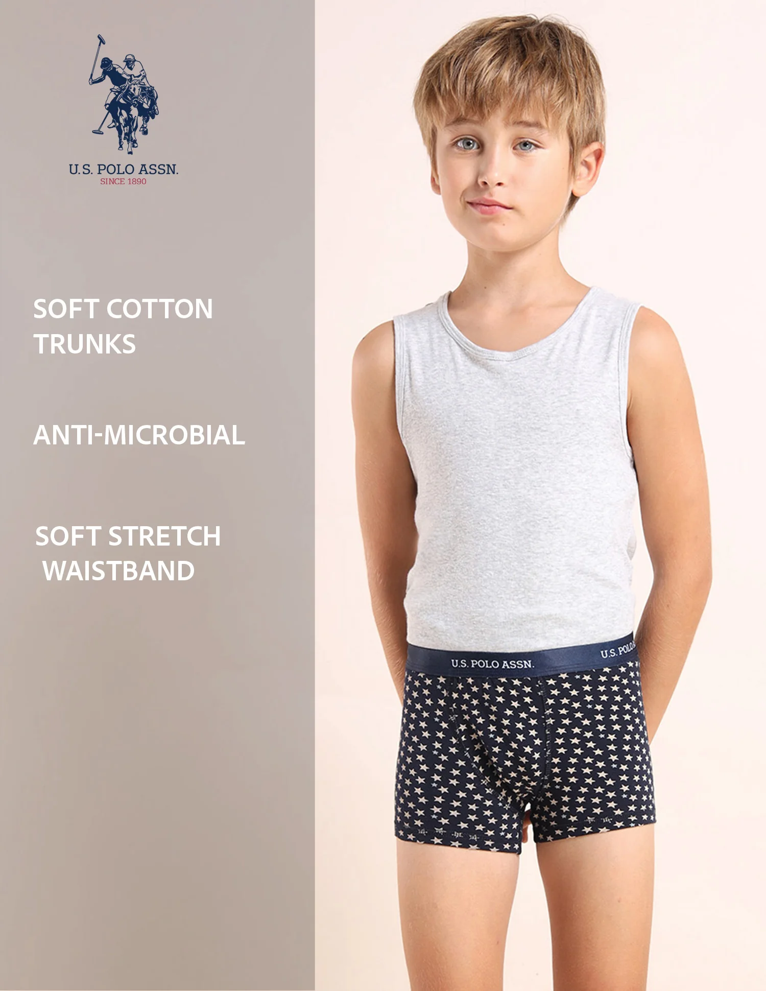 Boys Mid Rise Cotton Spandex Trunks - Pack Of 3 - Image 12