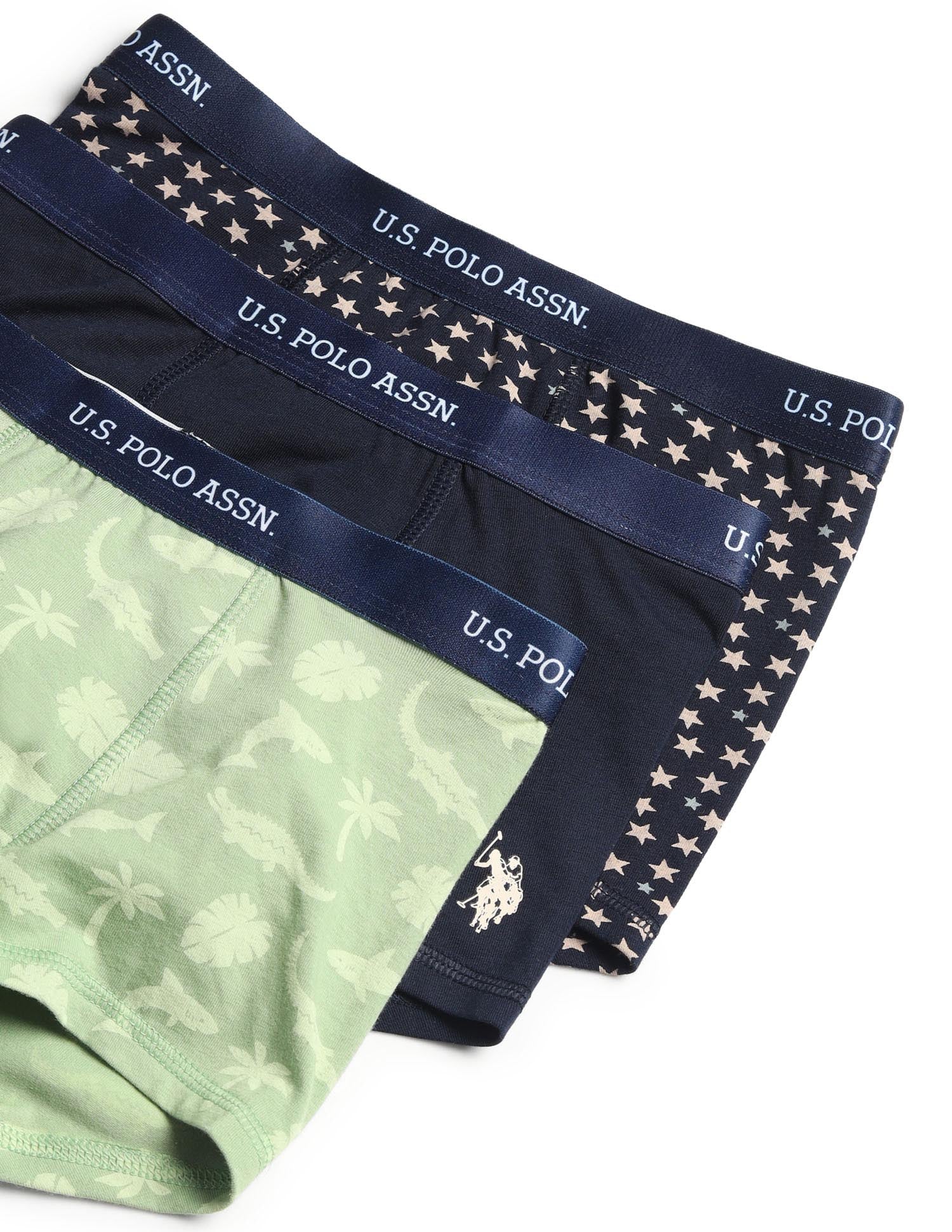 Boys Mid Rise Cotton Spandex Trunks - Pack Of 3 - Image 2
