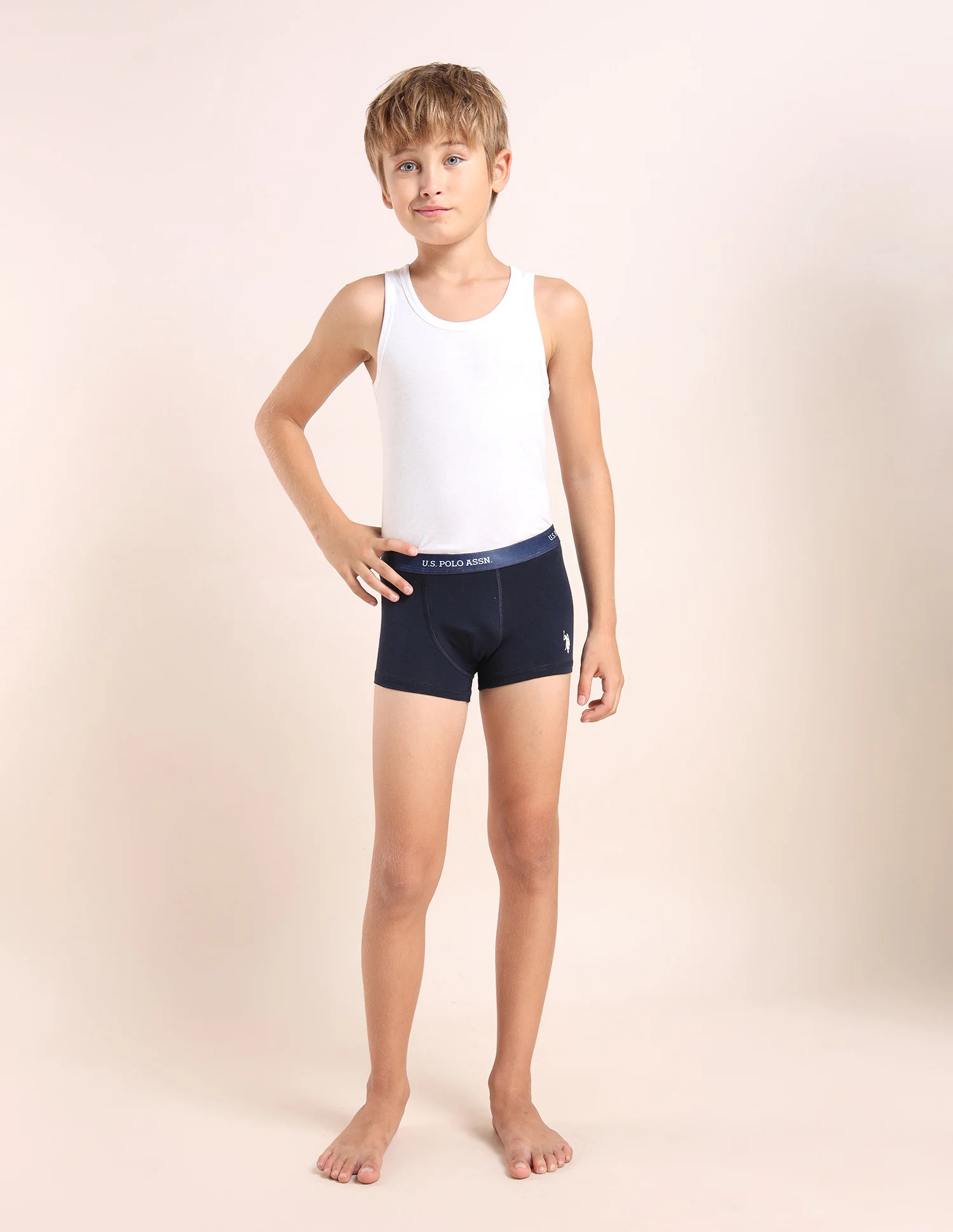 Boys Mid Rise Cotton Spandex Trunks - Pack Of 3 - Image 5