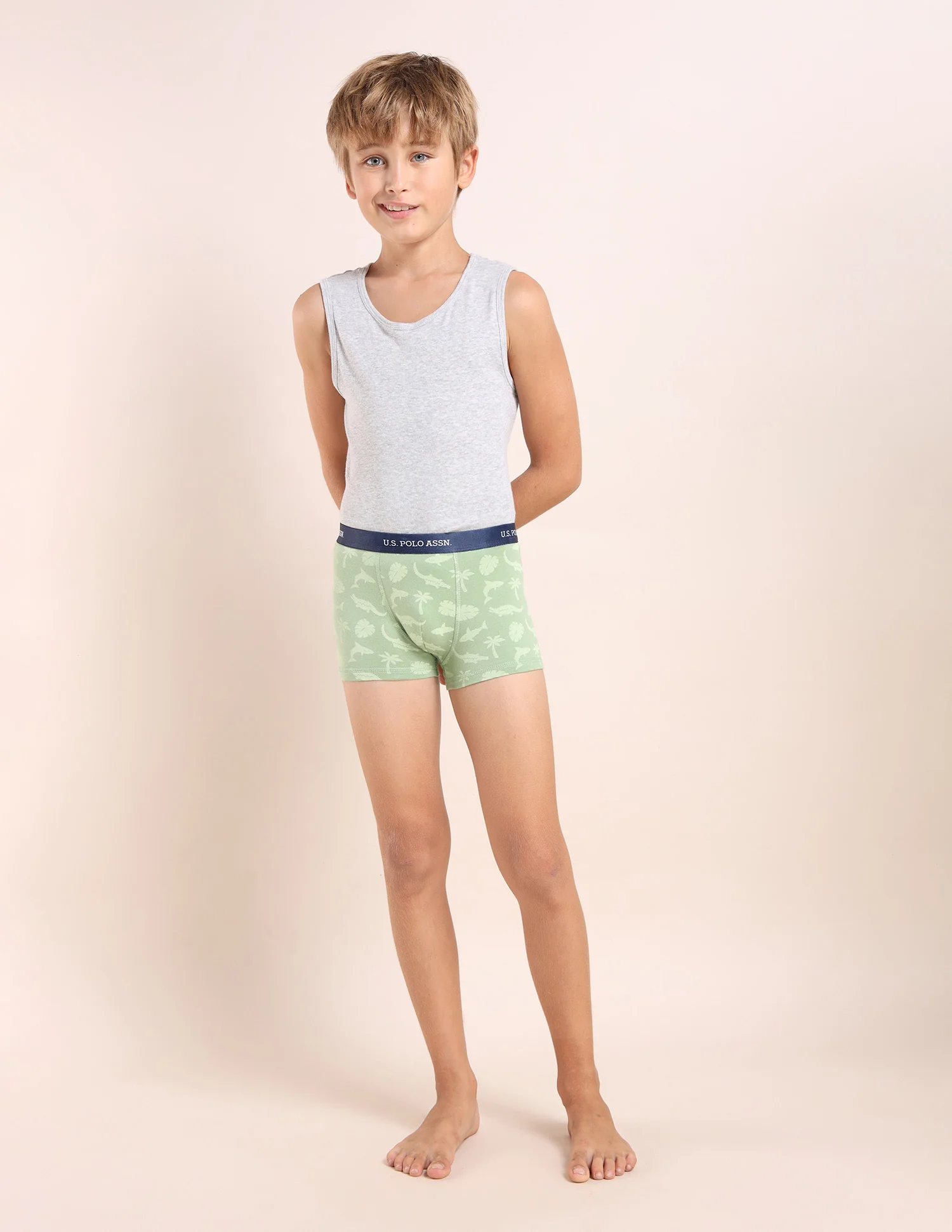 Boys Mid Rise Cotton Spandex Trunks - Pack Of 3 - Image 7