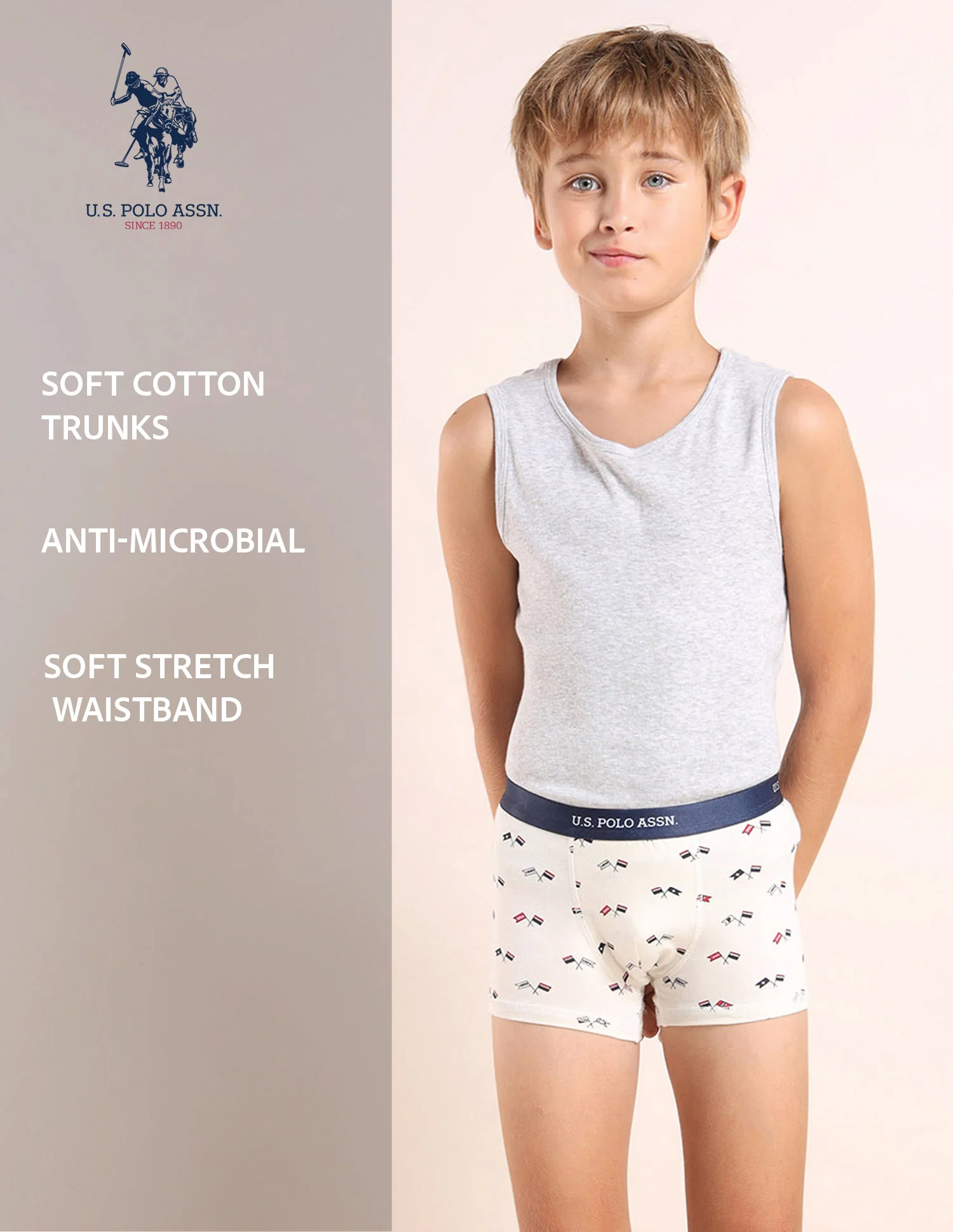 Boys Mid Rise Cotton Spandex Trunks - Pack Of 3 - Image 12