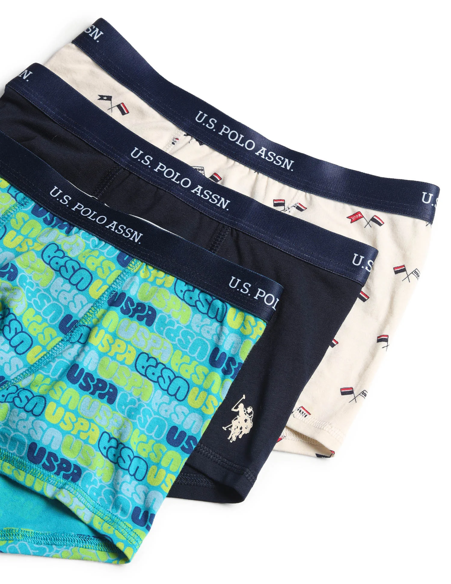 Boys Mid Rise Cotton Spandex Trunks - Pack Of 3 - Image 2