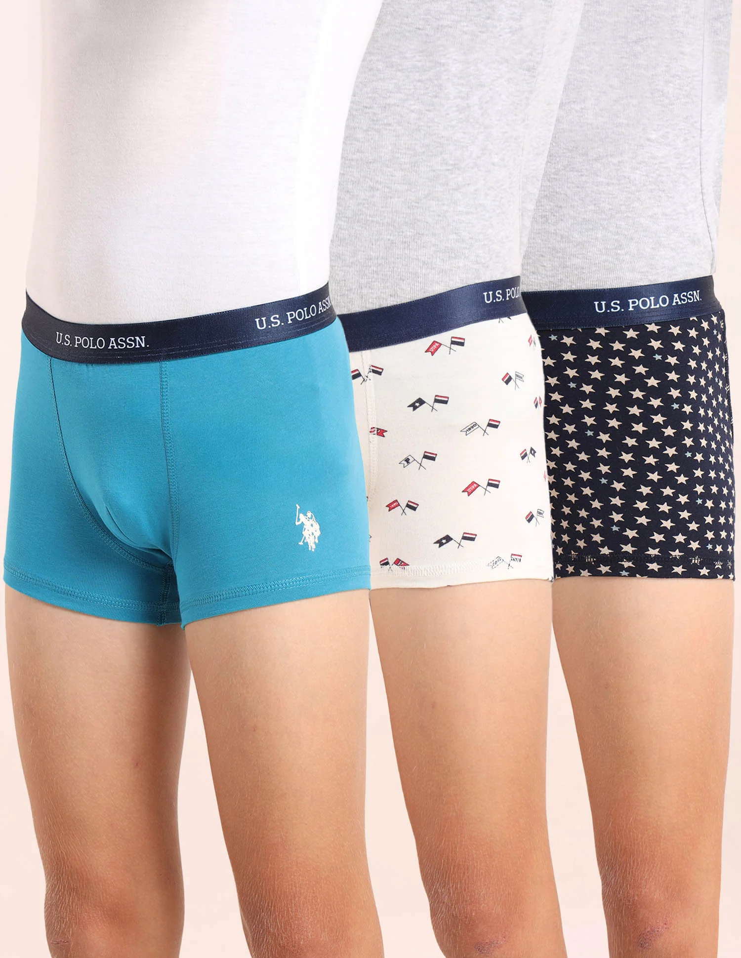 Boys Mid Rise Cotton Spandex Trunks - Pack Of 3 - Image 11