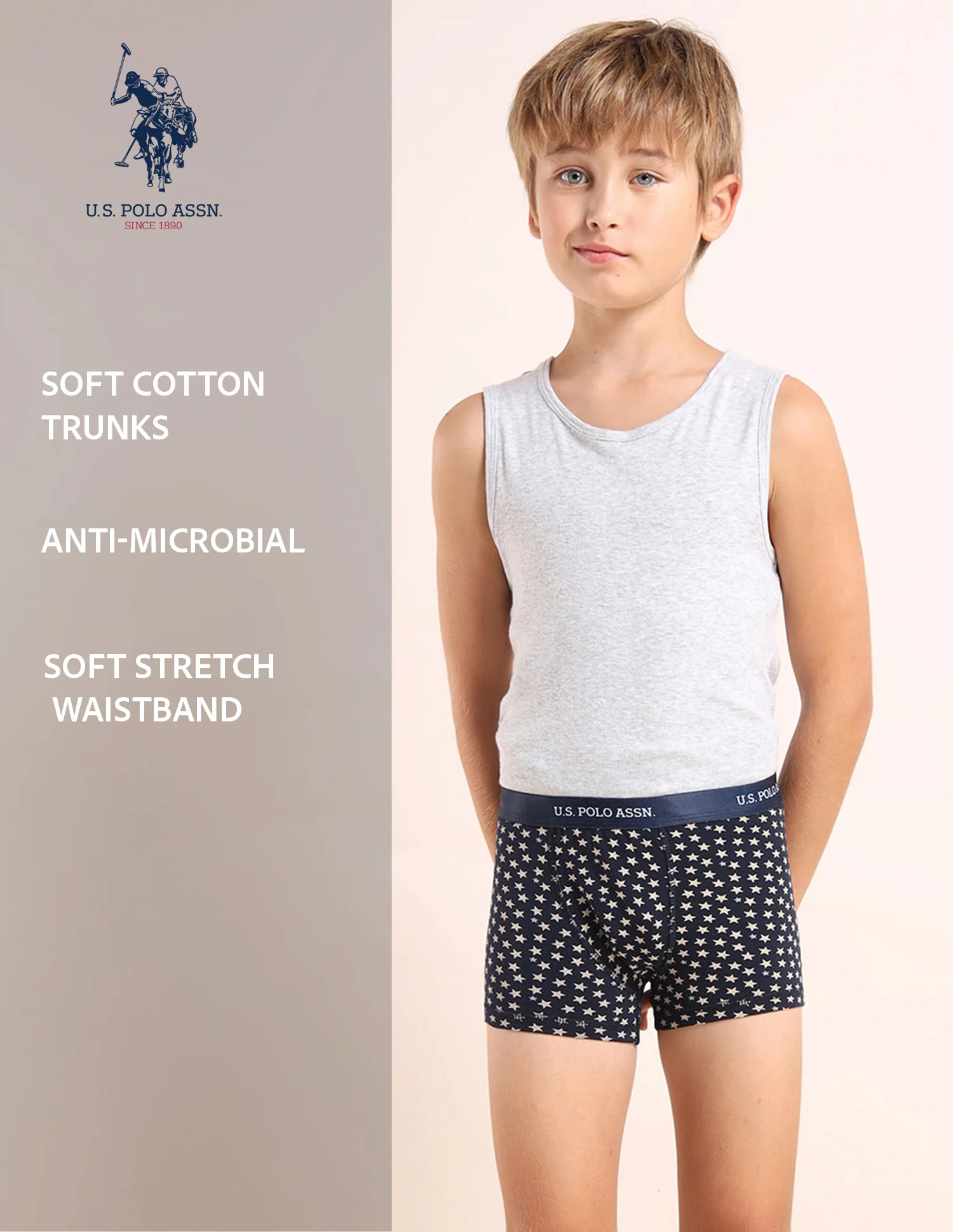 Boys Mid Rise Cotton Spandex Trunks - Pack Of 3 - Image 12
