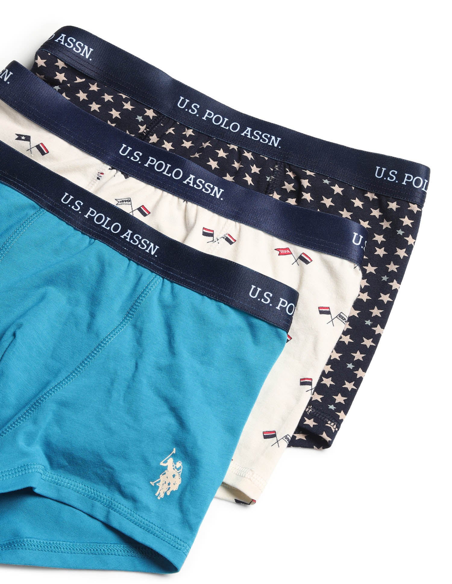 Boys Mid Rise Cotton Spandex Trunks - Pack Of 3 - Image 2