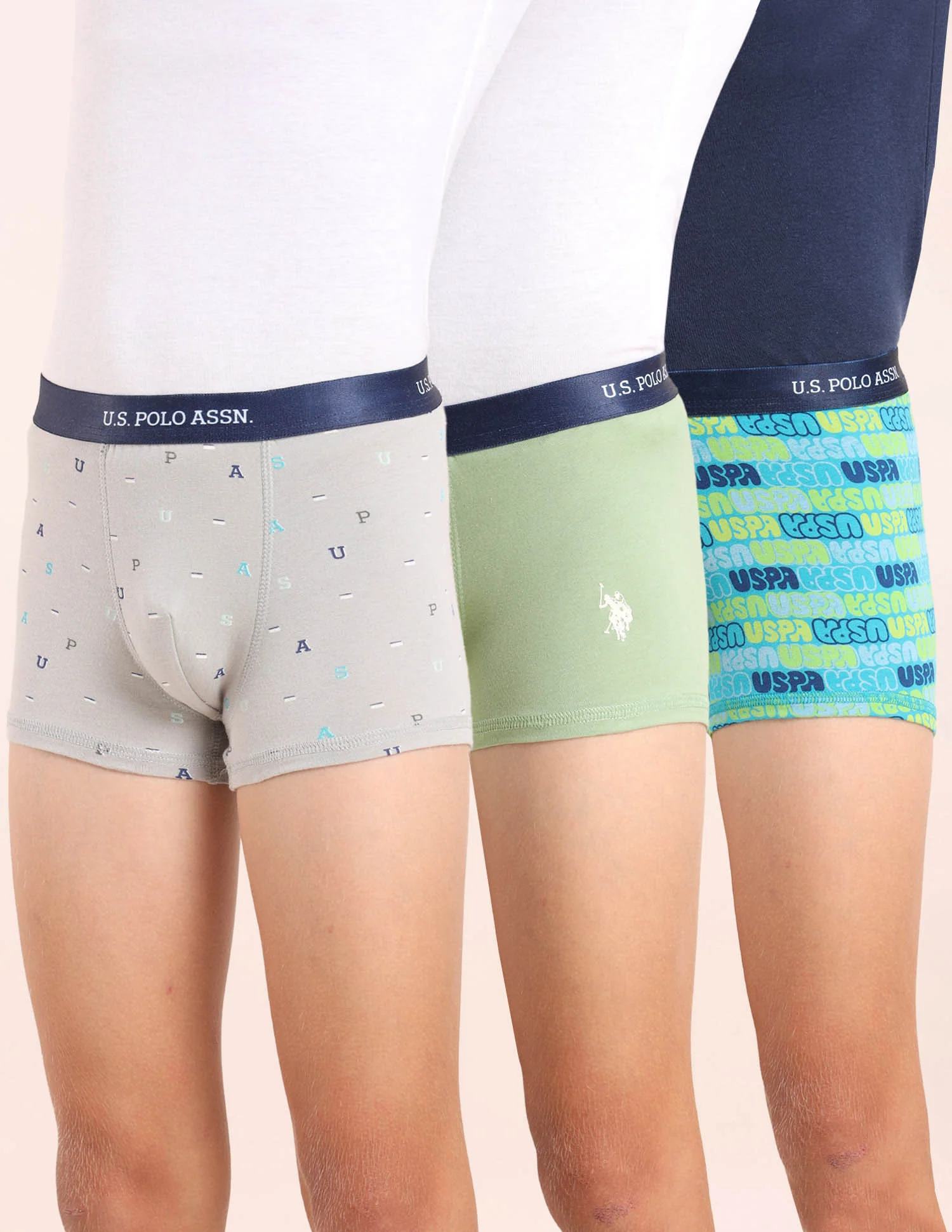 Boys Mid Rise Cotton Spandex Trunks - Pack Of 3 - Image 10