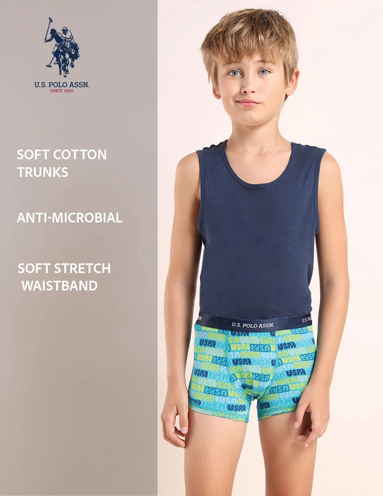 Boys Mid Rise Cotton Spandex Trunks - Pack Of 3 - Image 11