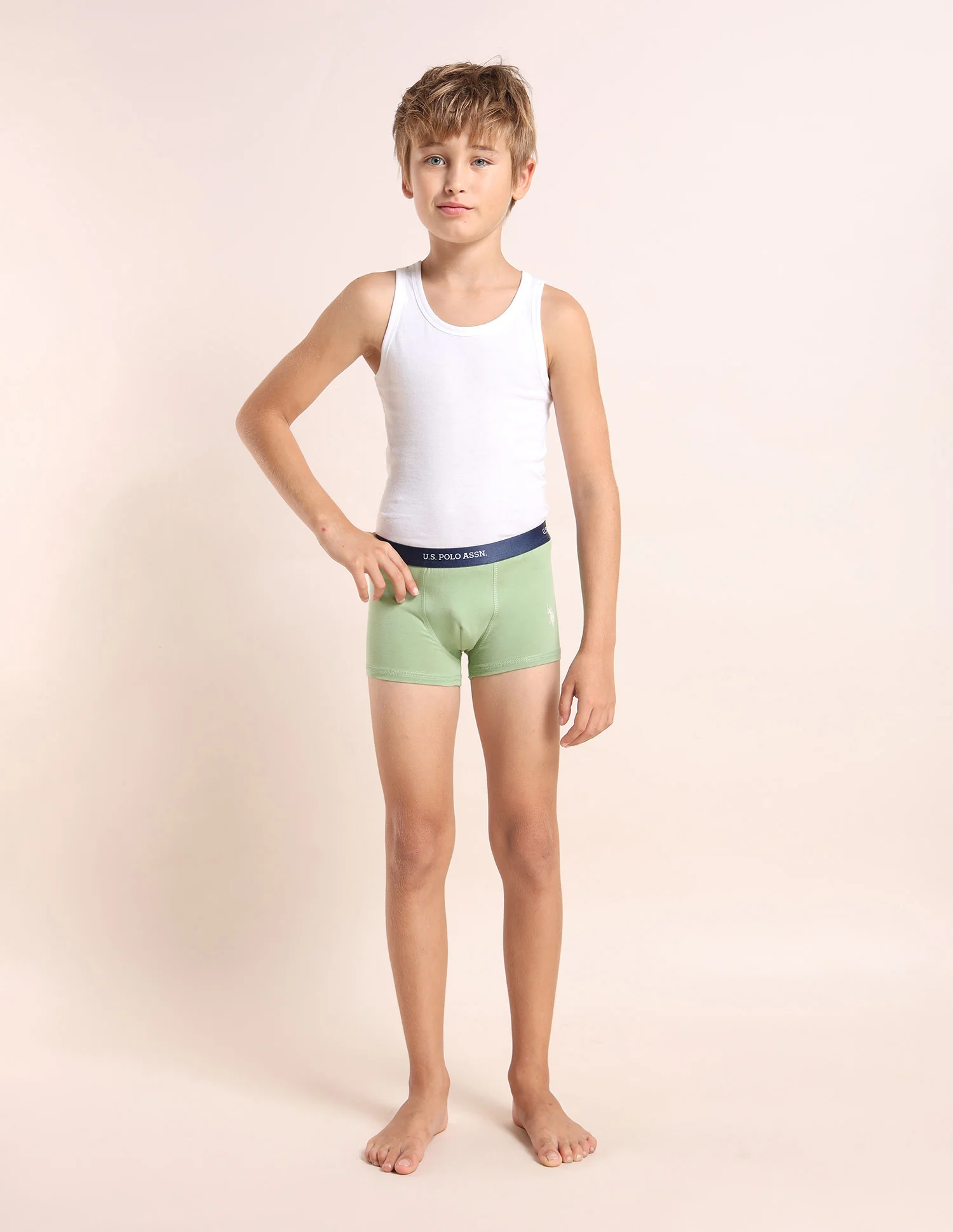 Boys Mid Rise Cotton Spandex Trunks - Pack Of 3 - Image 7