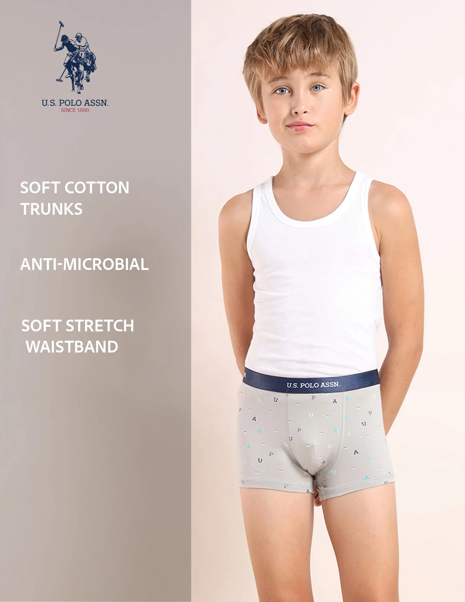 Boys Mid Rise Cotton Spandex Trunks - Pack Of 3 - Image 12