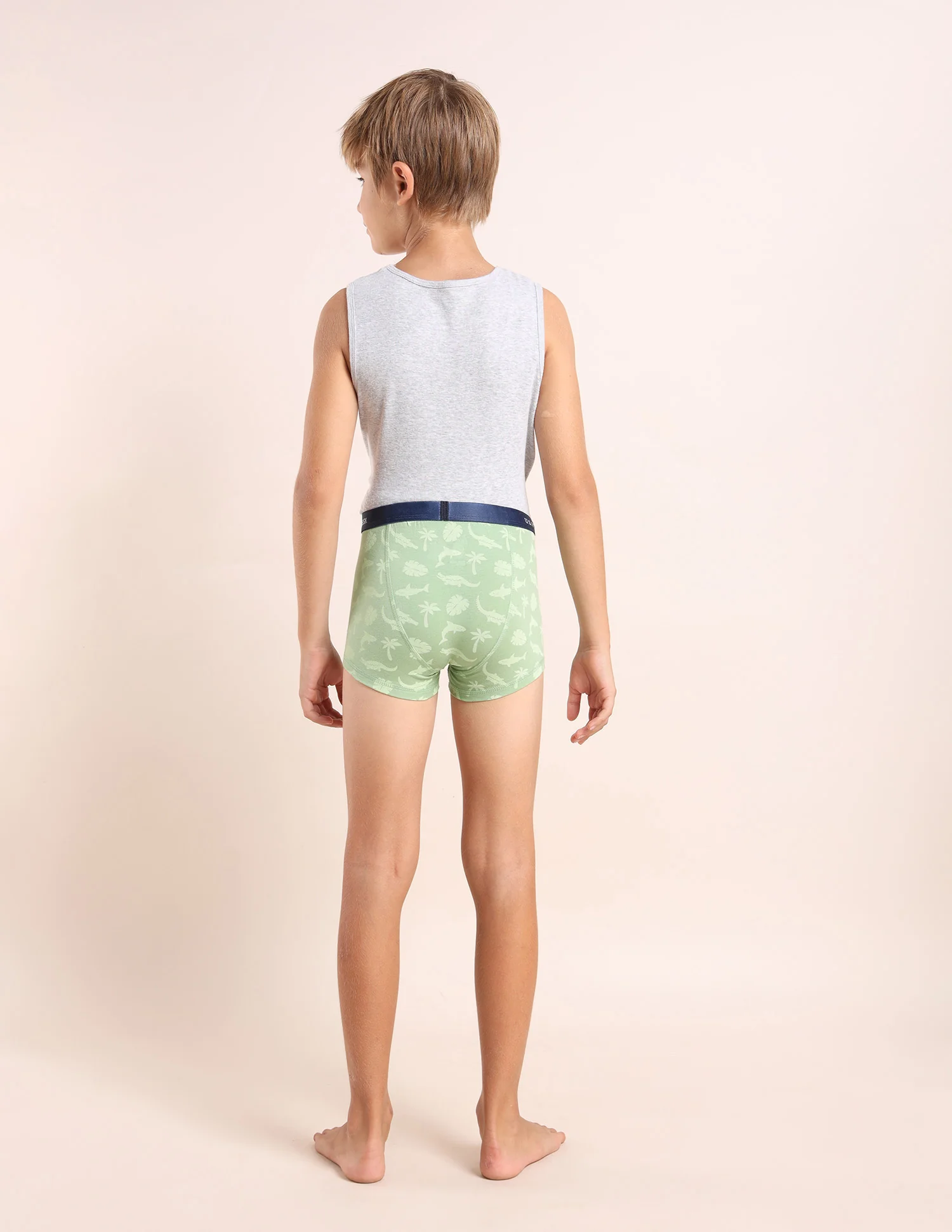 Boys Mid Rise Cotton Spandex Trunks - Pack Of 3 - Image 6