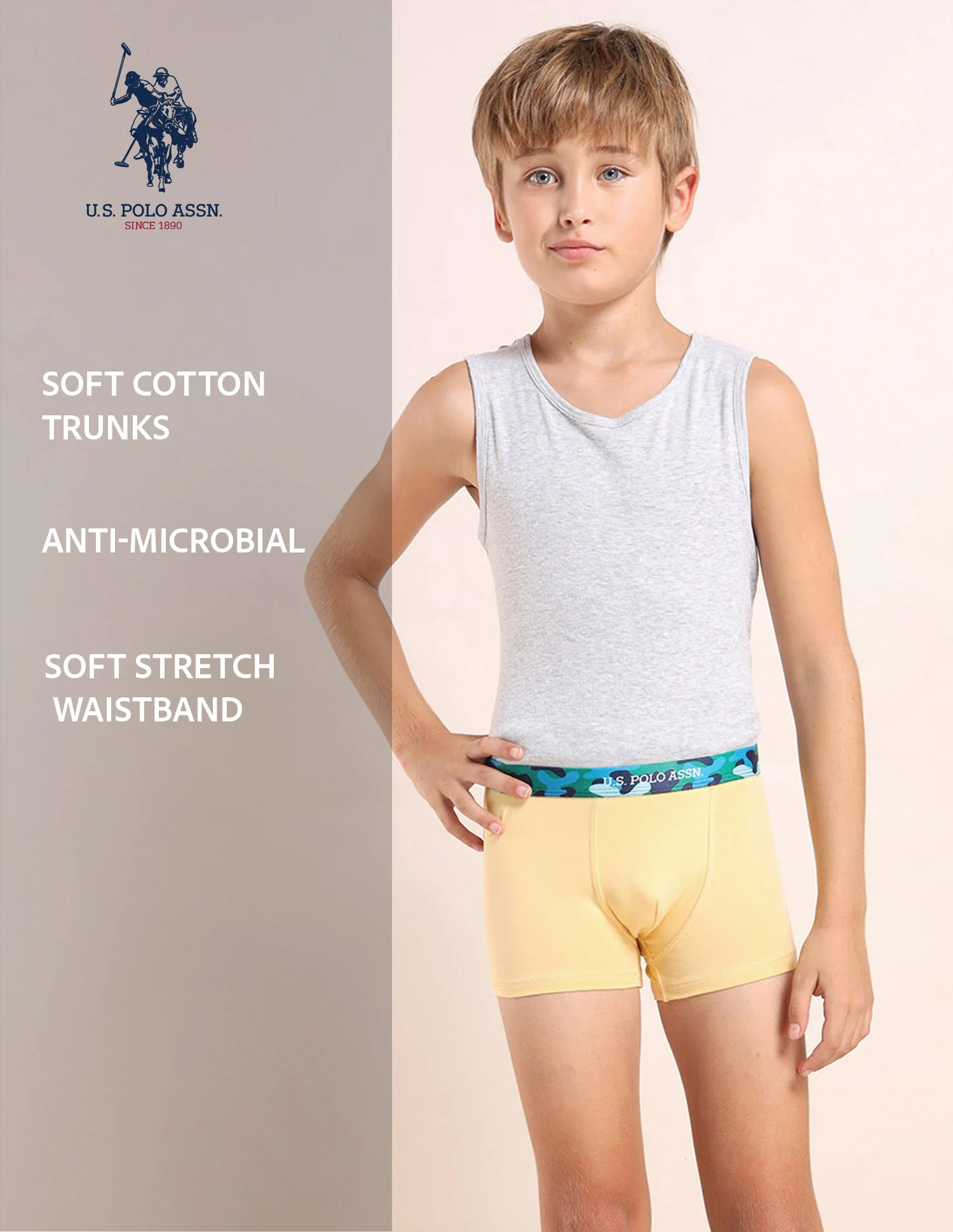 Boys Mid Rise Cotton Spandex Trunks - Pack Of 5 - Image 13