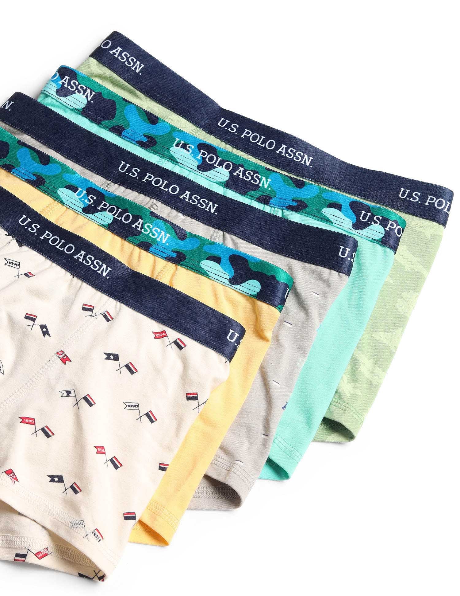 Boys Mid Rise Cotton Spandex Trunks - Pack Of 5 - Image 2
