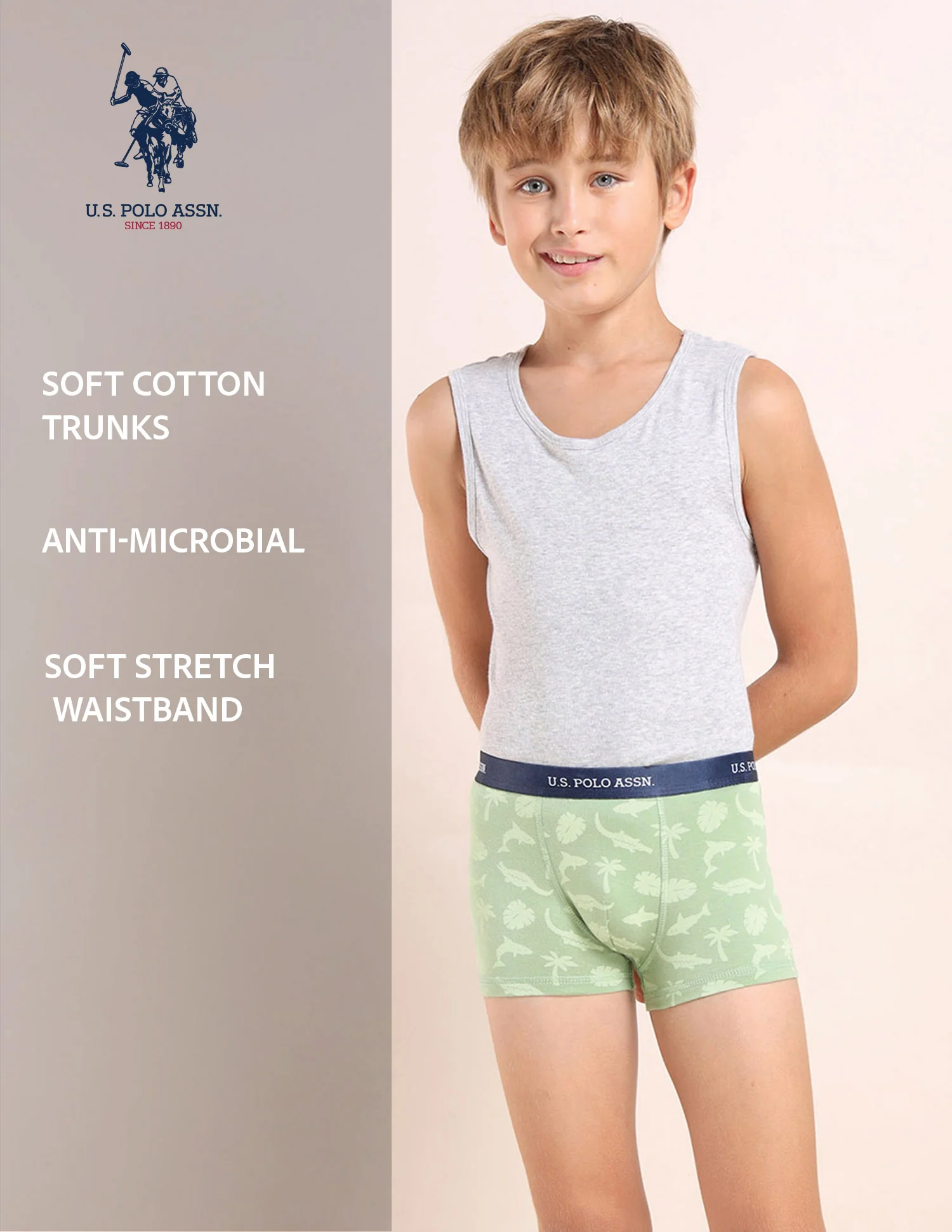 Boys Mid Rise Cotton Spandex Trunks - Pack Of 5 - Image 13