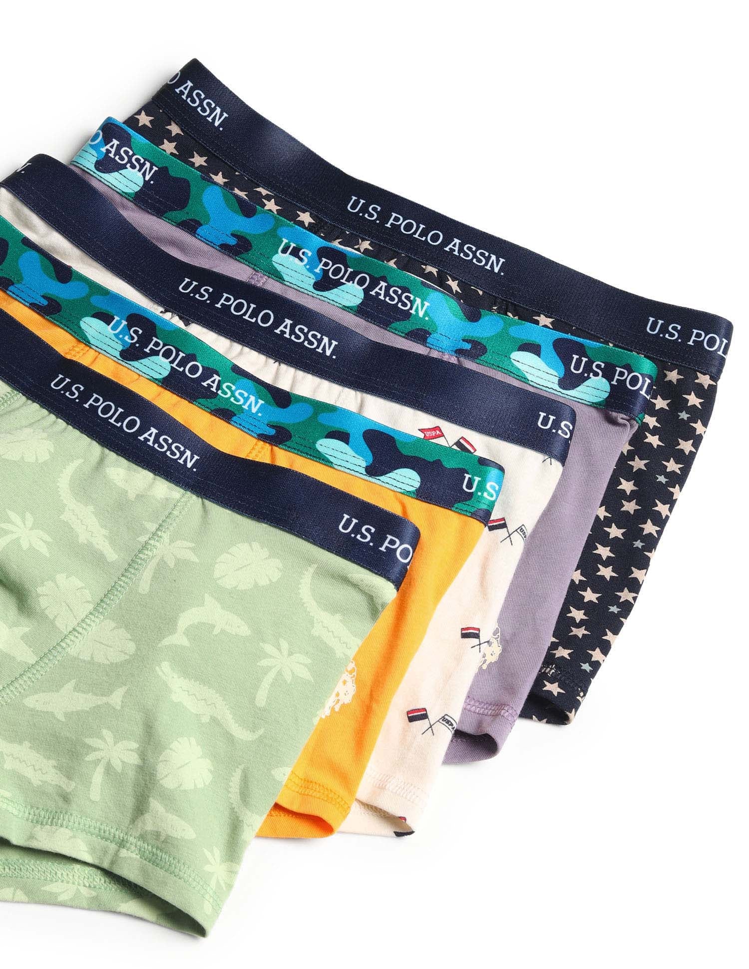 Boys Mid Rise Cotton Spandex Trunks - Pack Of 5 - Image 2
