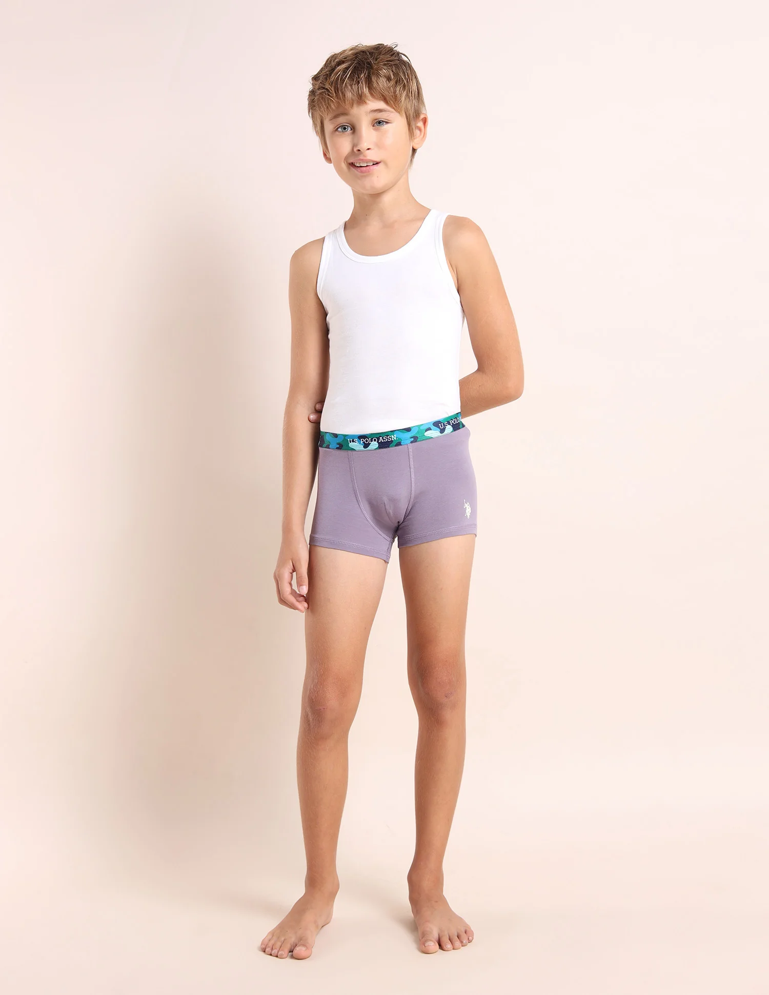 Boys Mid Rise Cotton Spandex Trunks - Pack Of 5 - Image 7