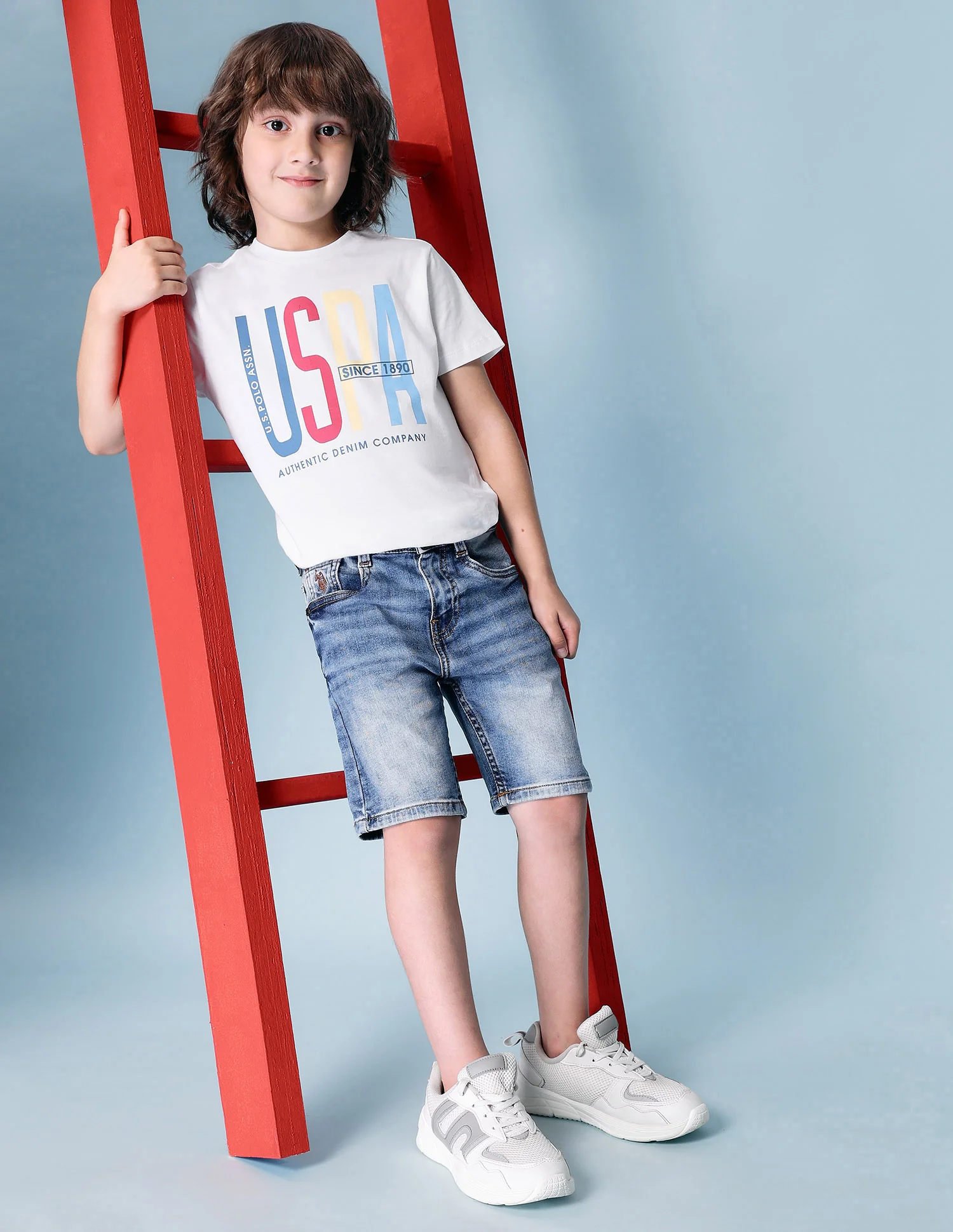 Boys Mid Rise Denim Shorts
