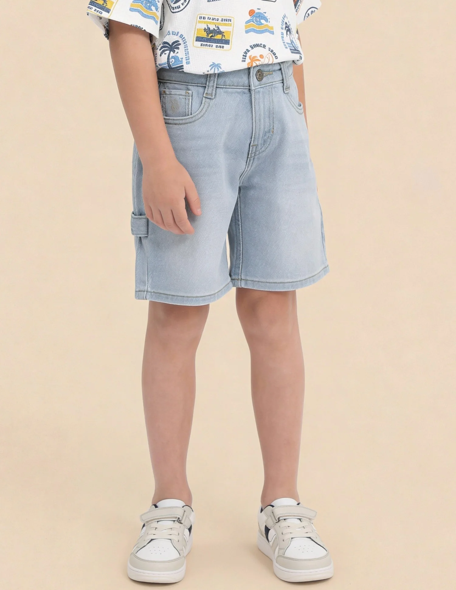 Boys Mid Rise Denim Shorts - Image 3