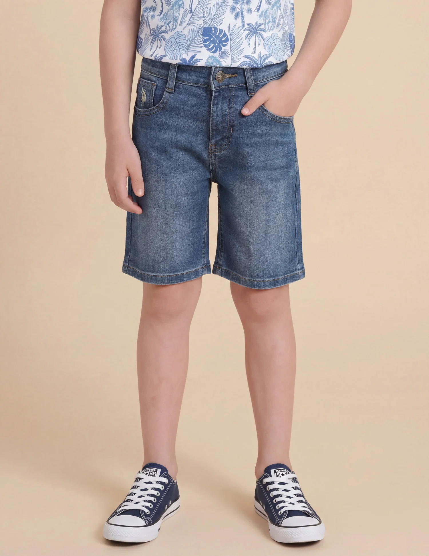 Boys Mid Rise Denim Shorts - Image 3