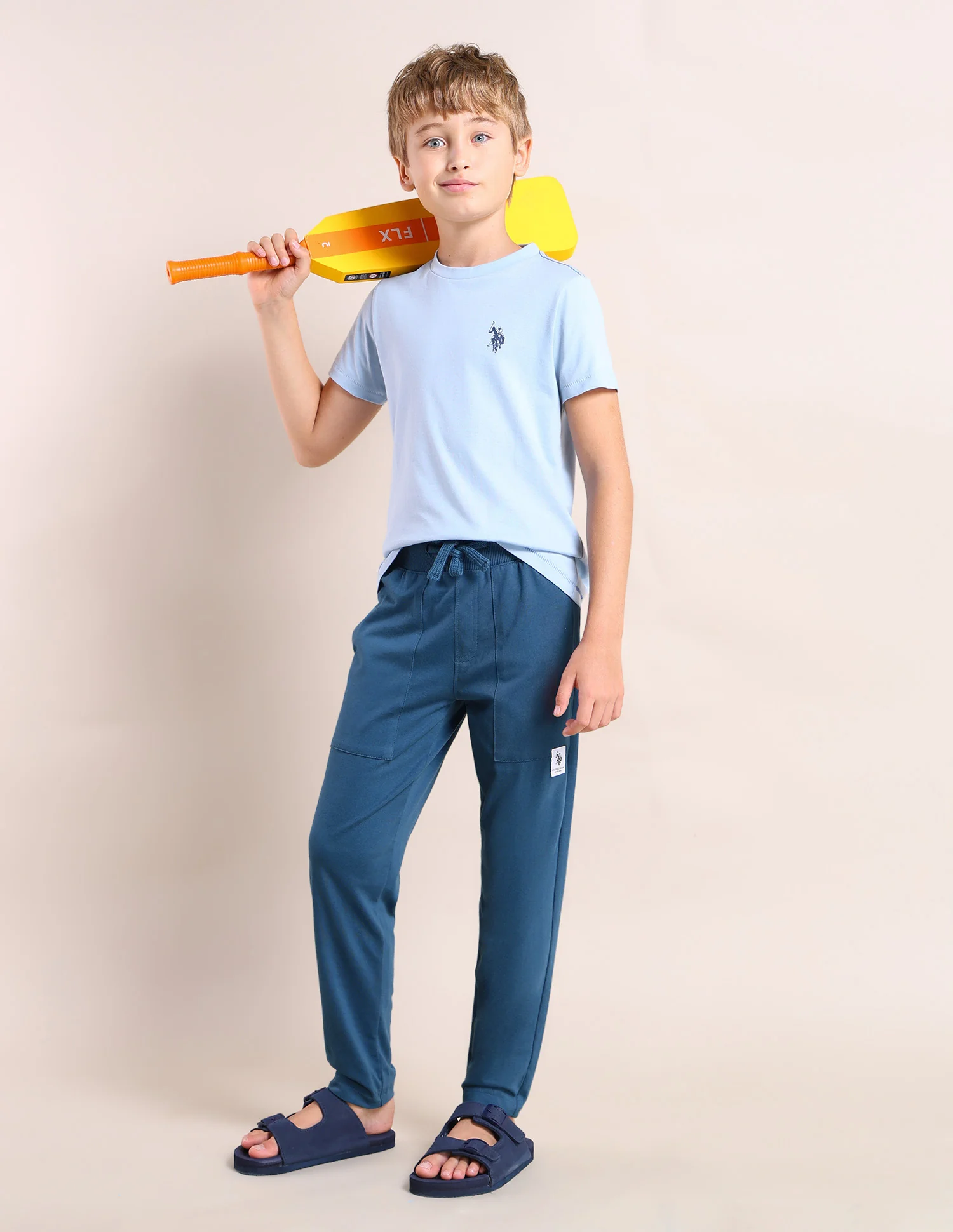 Boys Mid-Rise Solid Track Pants