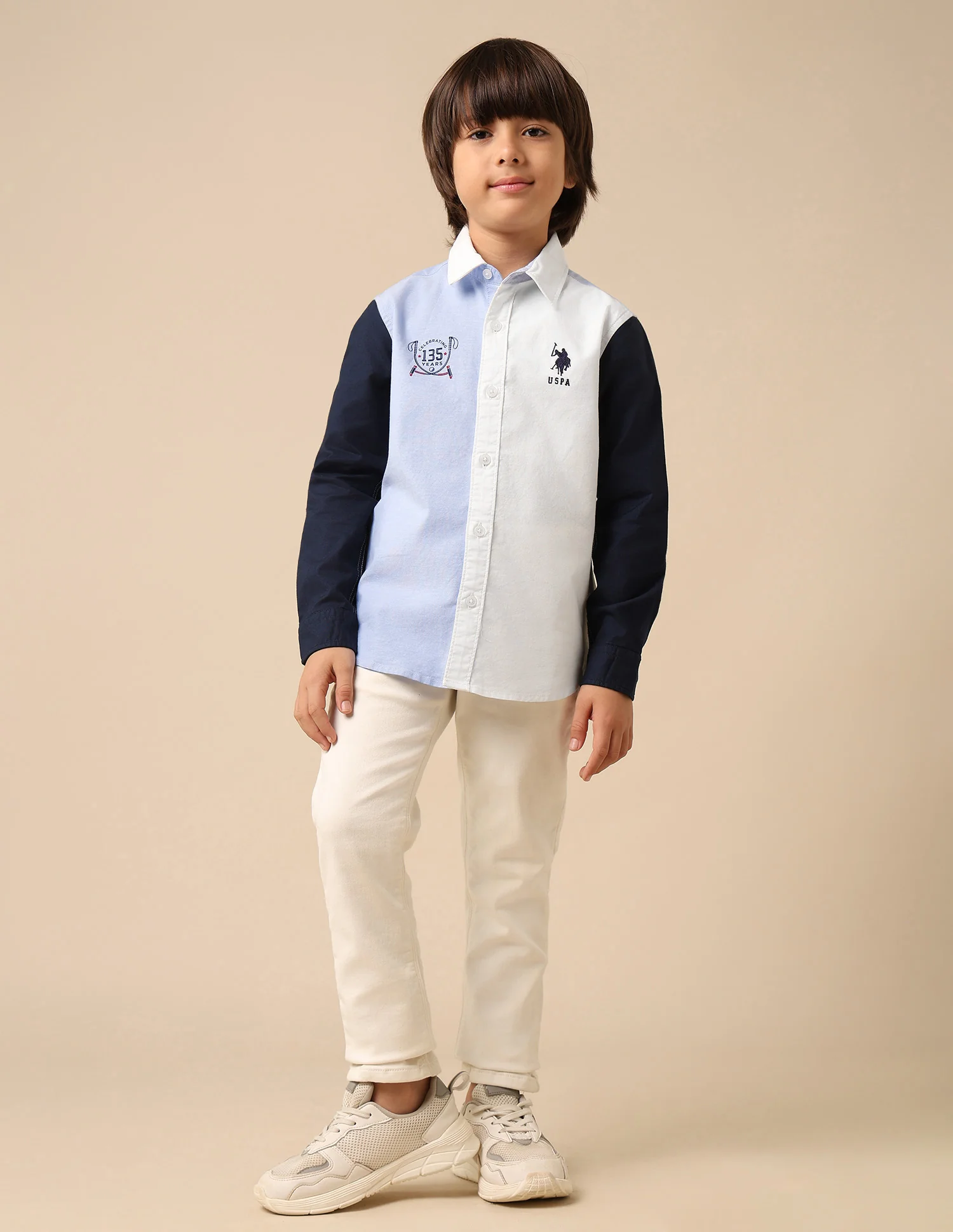 Boys Oxford Colorblocked Brand Printed Shirt - Image 3