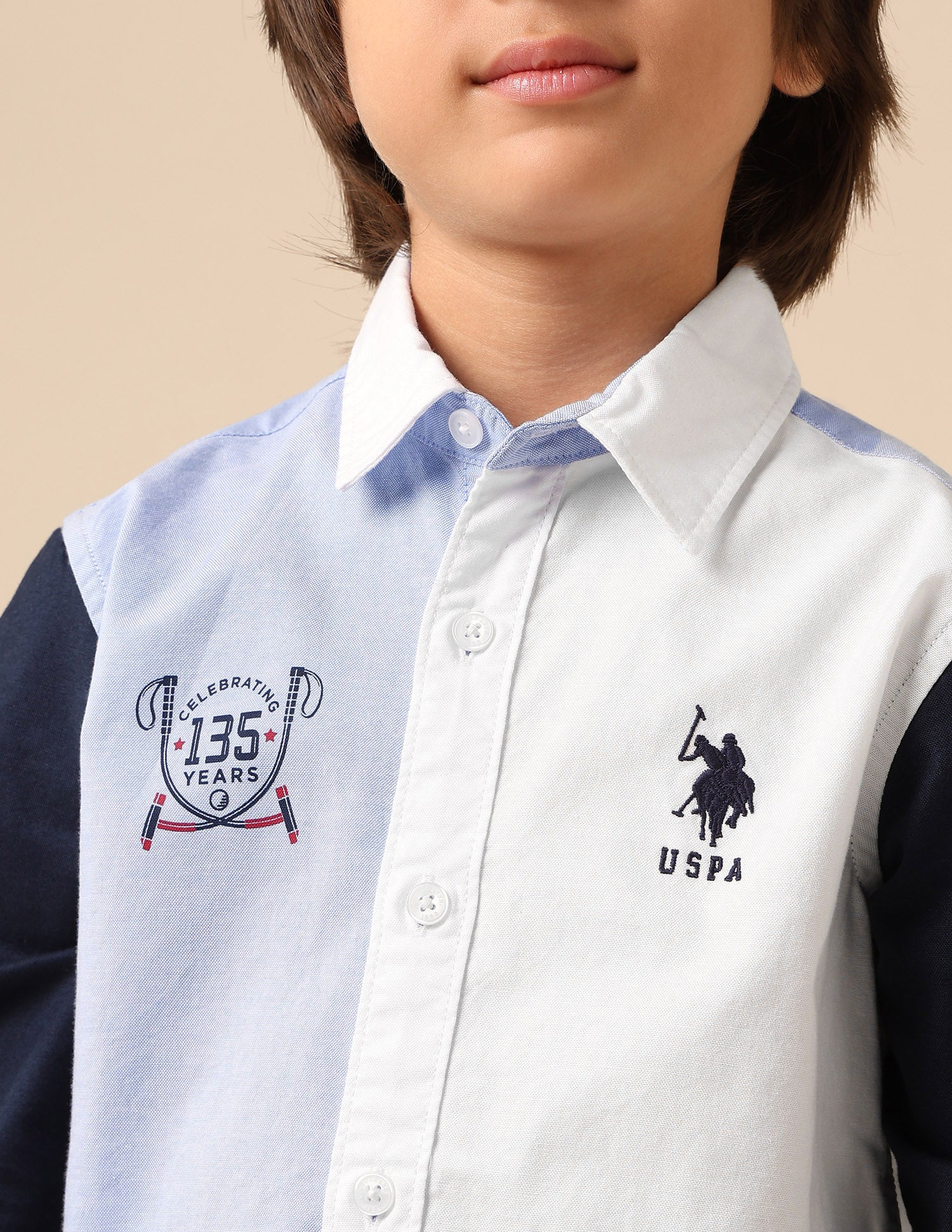 Boys Oxford Colorblocked Brand Printed Shirt - Image 6