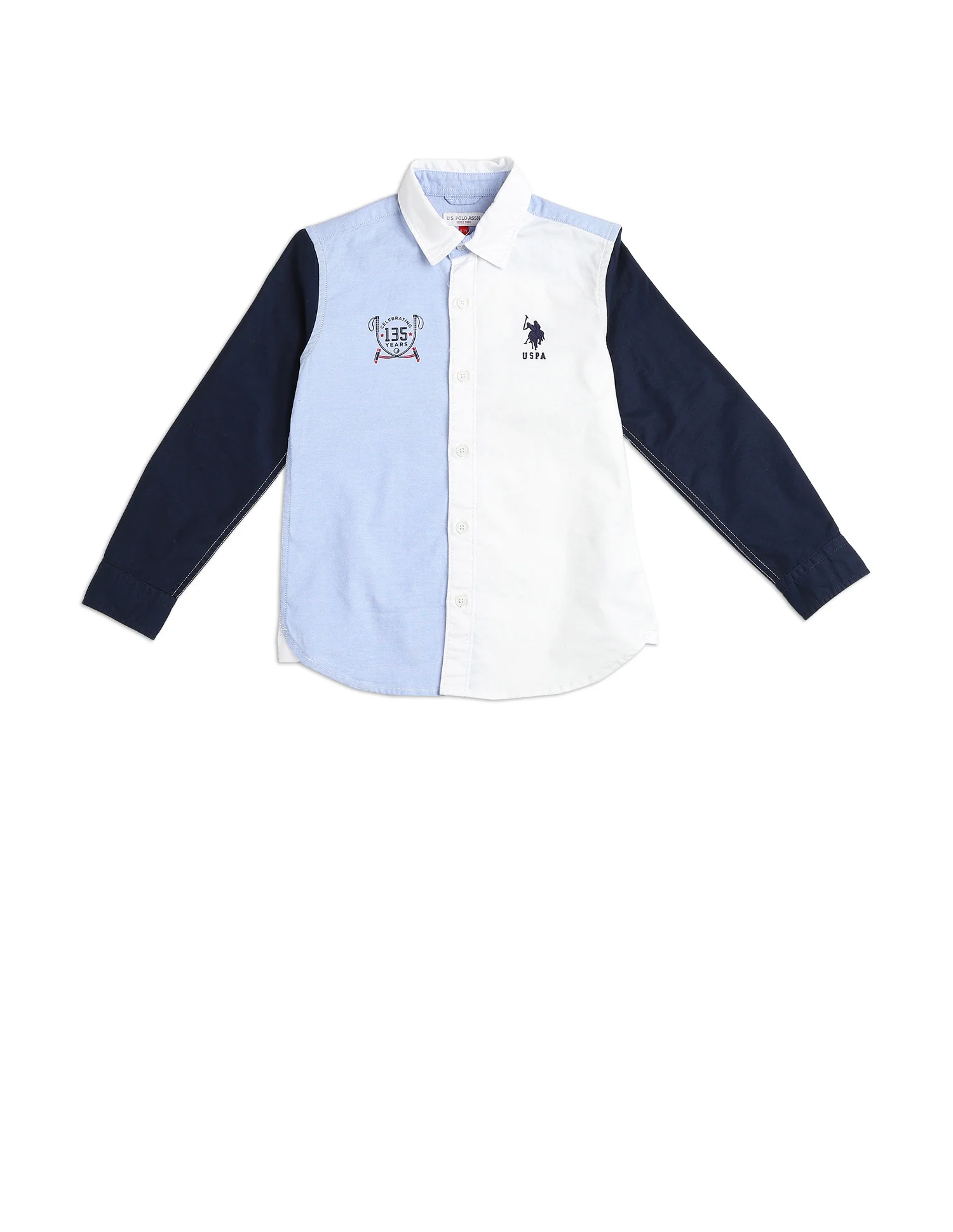 Boys Oxford Colorblocked Brand Printed Shirt - Image 7