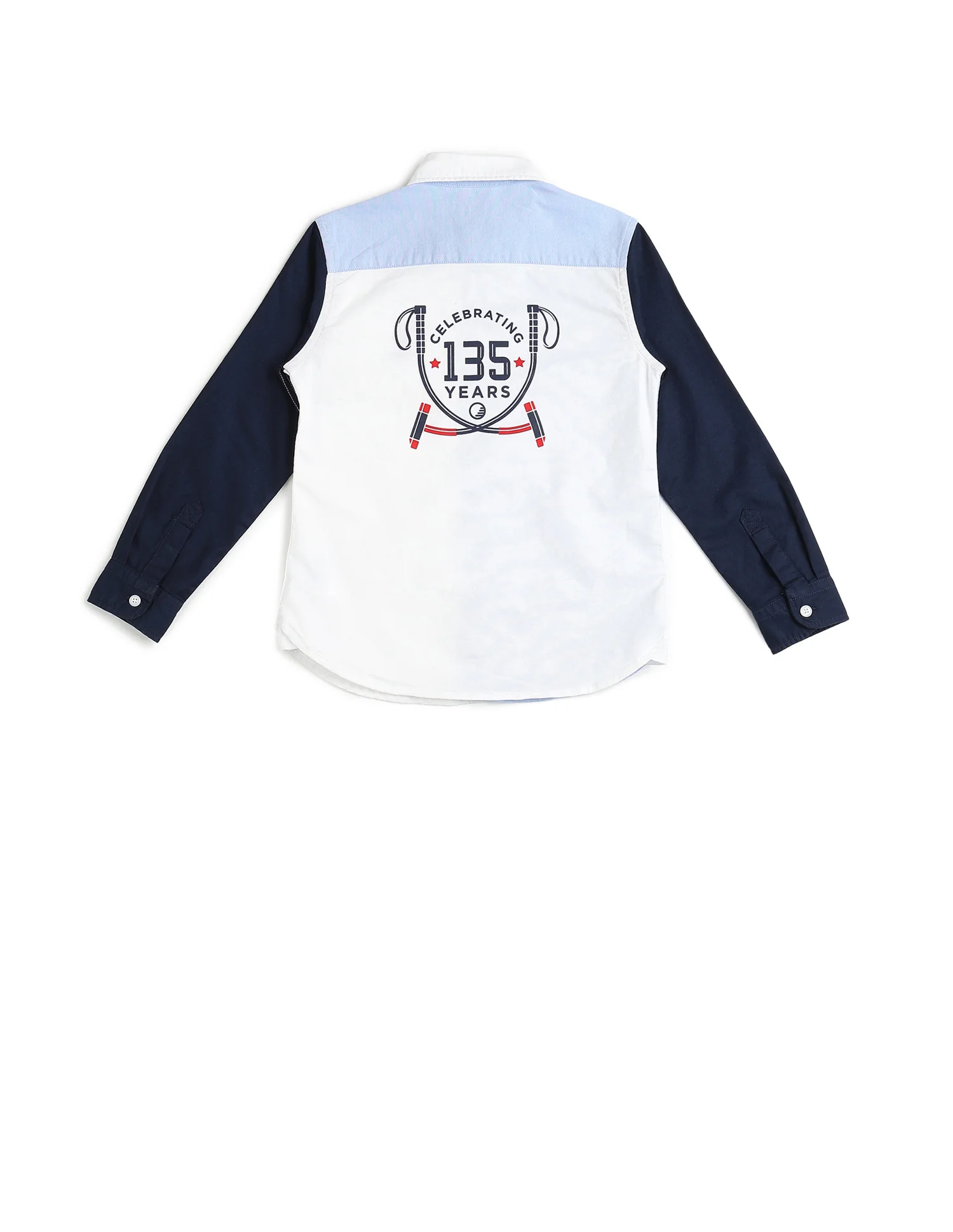 Boys Oxford Colorblocked Brand Printed Shirt - Image 8