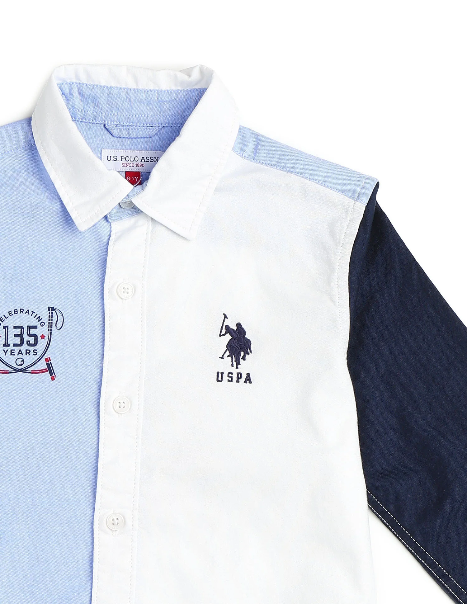 Boys Oxford Colorblocked Brand Printed Shirt - Image 9