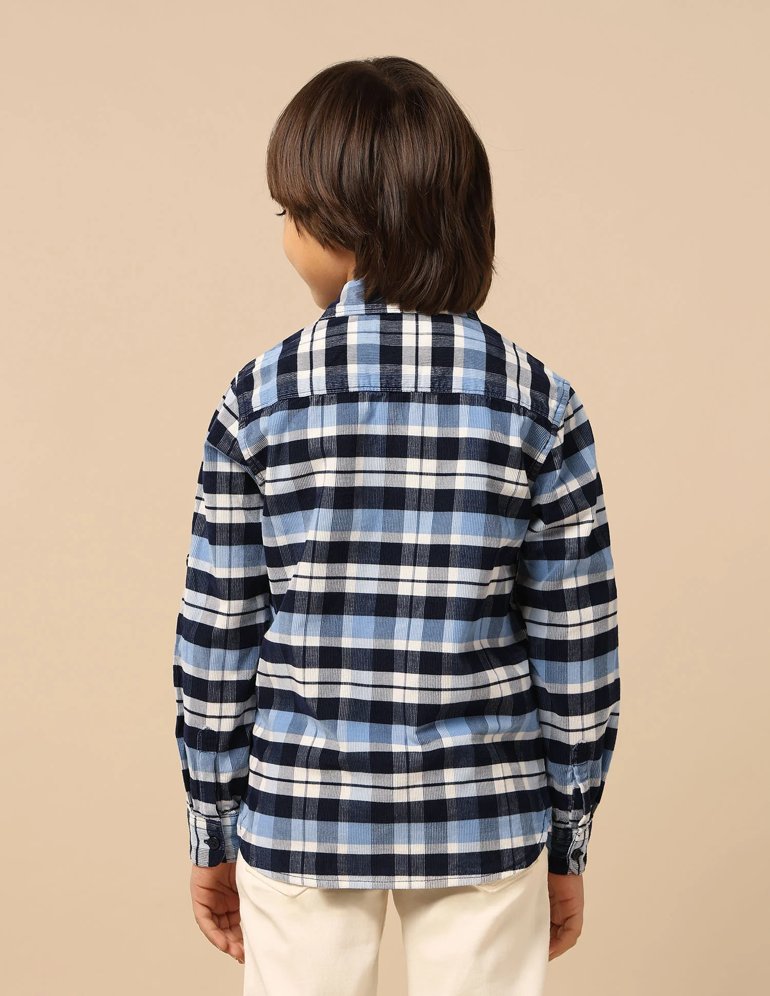 Boys Plaid Checked Corduroy Shirt - Image 5